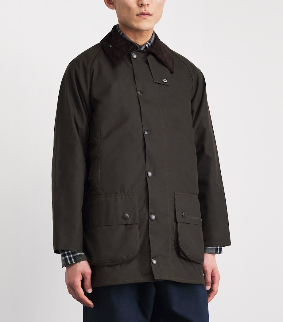 Barbour Mens Waxed Beaufort Jacket Olive Image 4