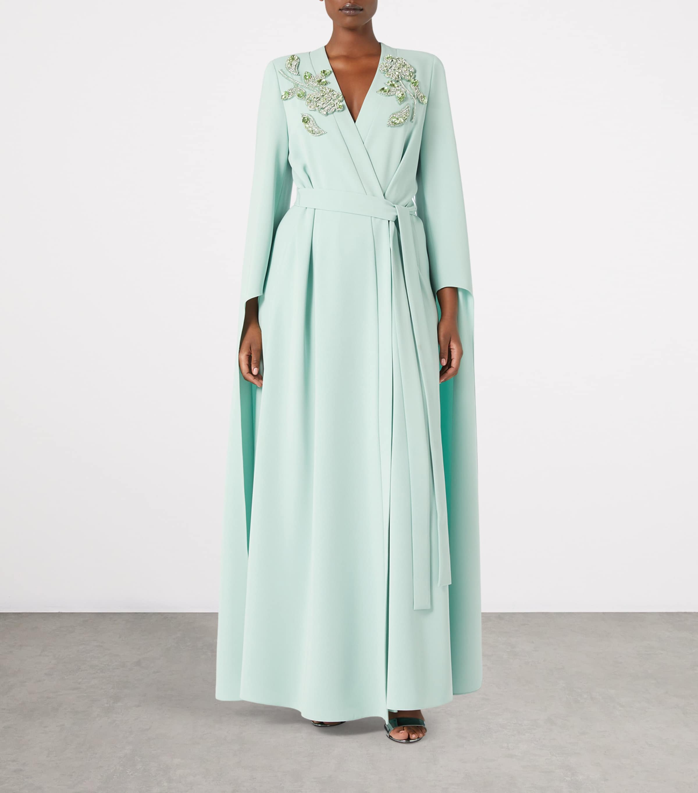 Embellished Wrap Dress GREEN Image 2
