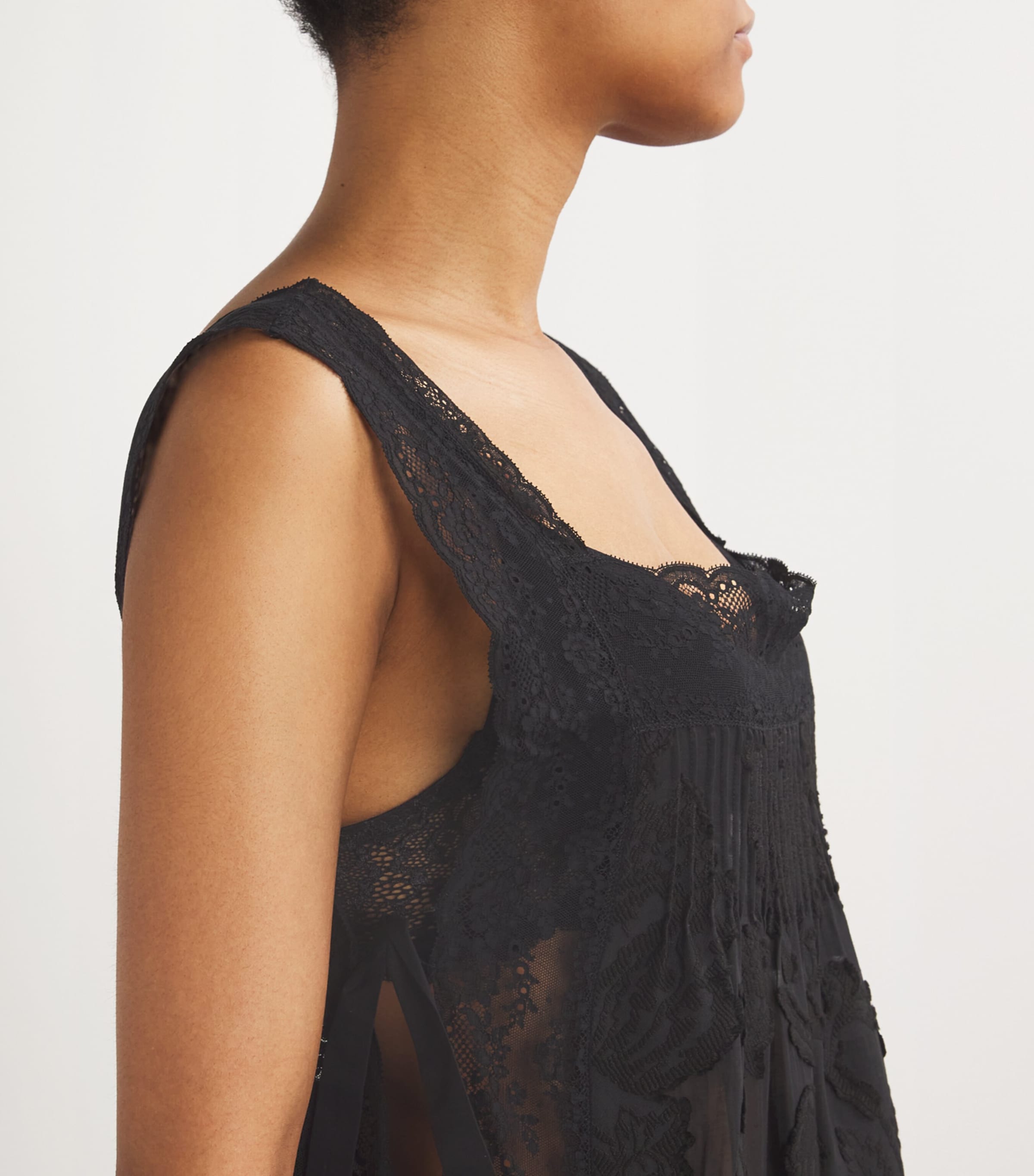 Lace-Trim Fiocchini Nightdress BLACK DEVORE Image 4