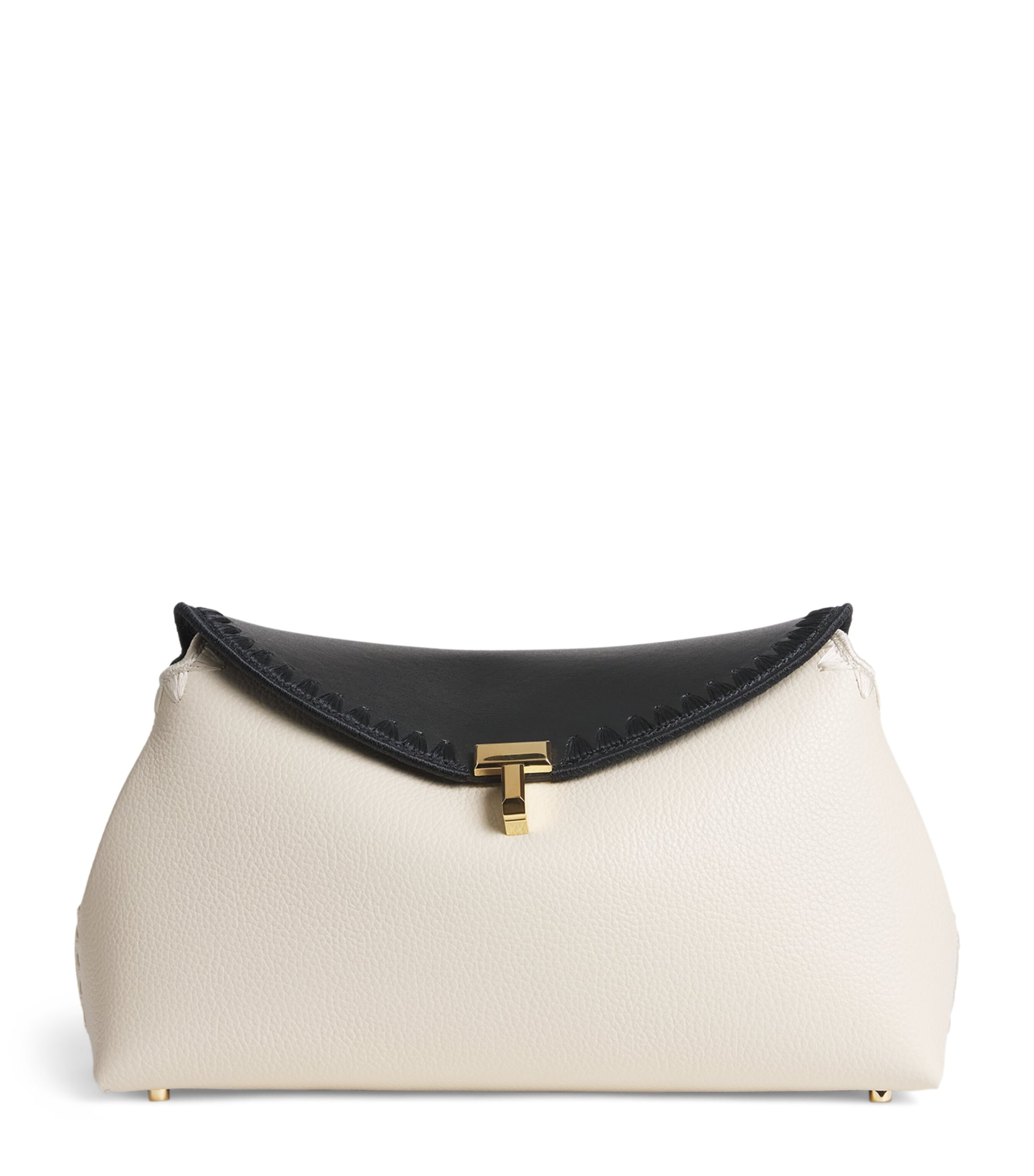 Totême Leather T-lock Clutch Bag In White