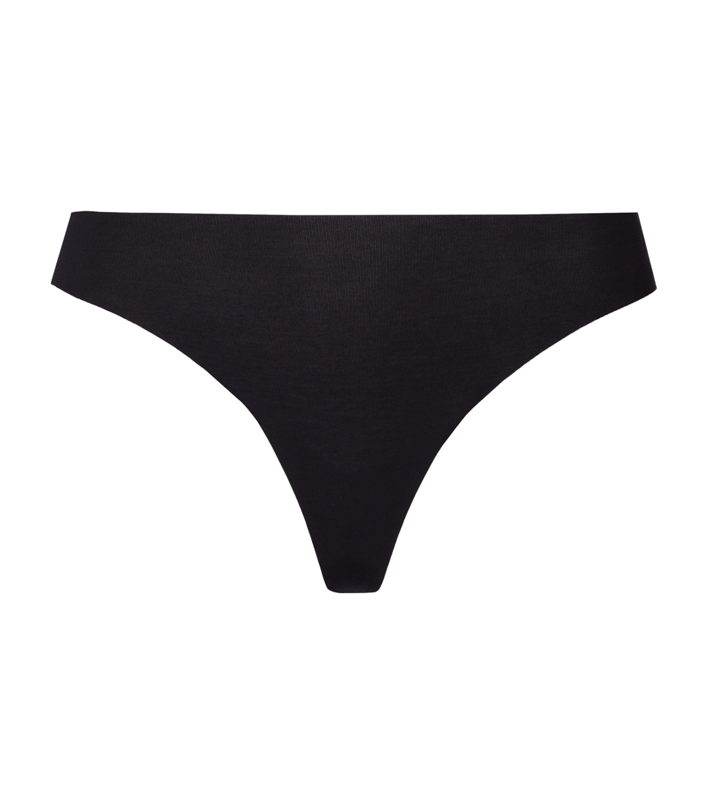 Hanro Invisible Cotton Thong In Black