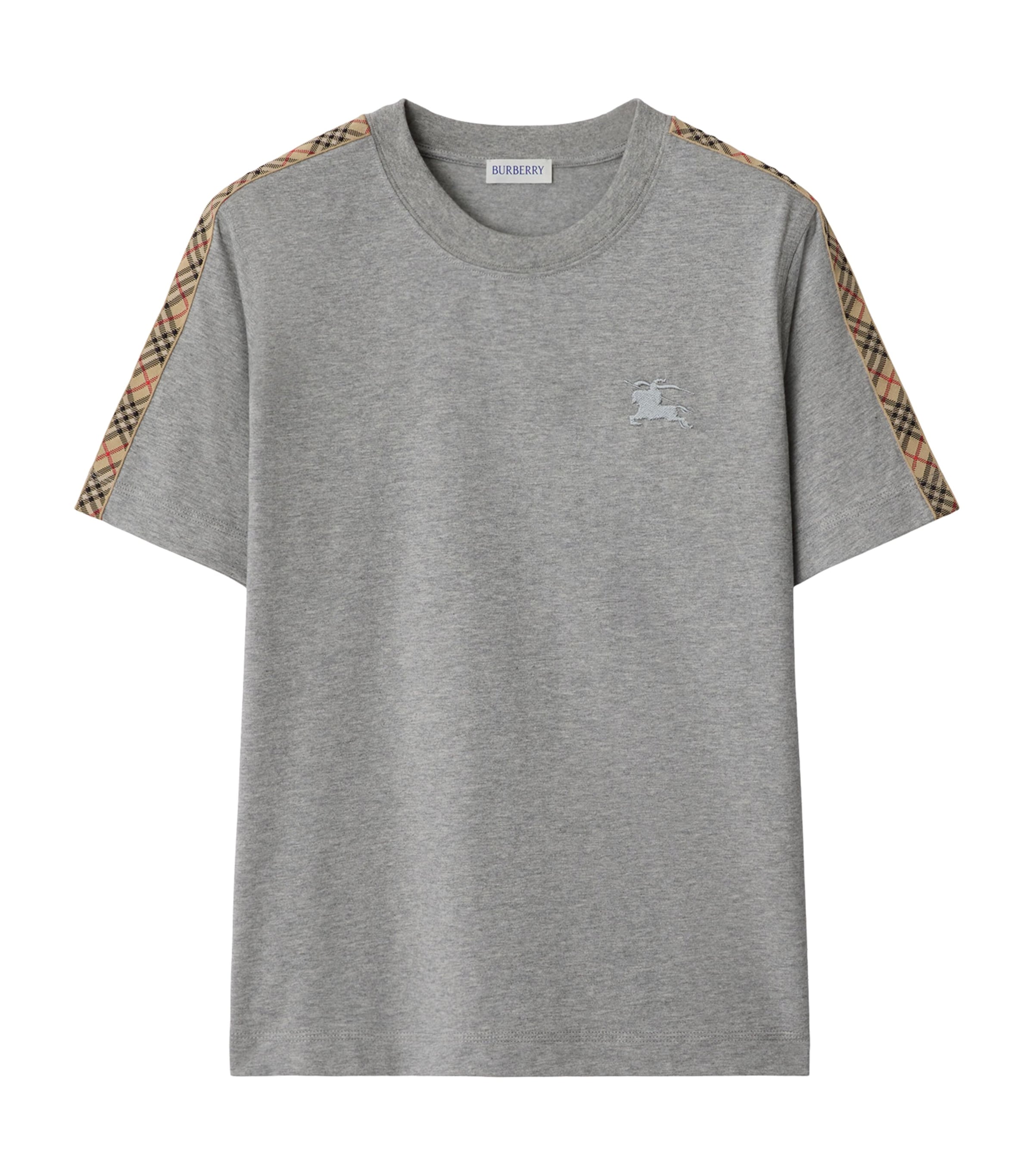 Burberry Check-trim Ekd T-shirt In Gray
