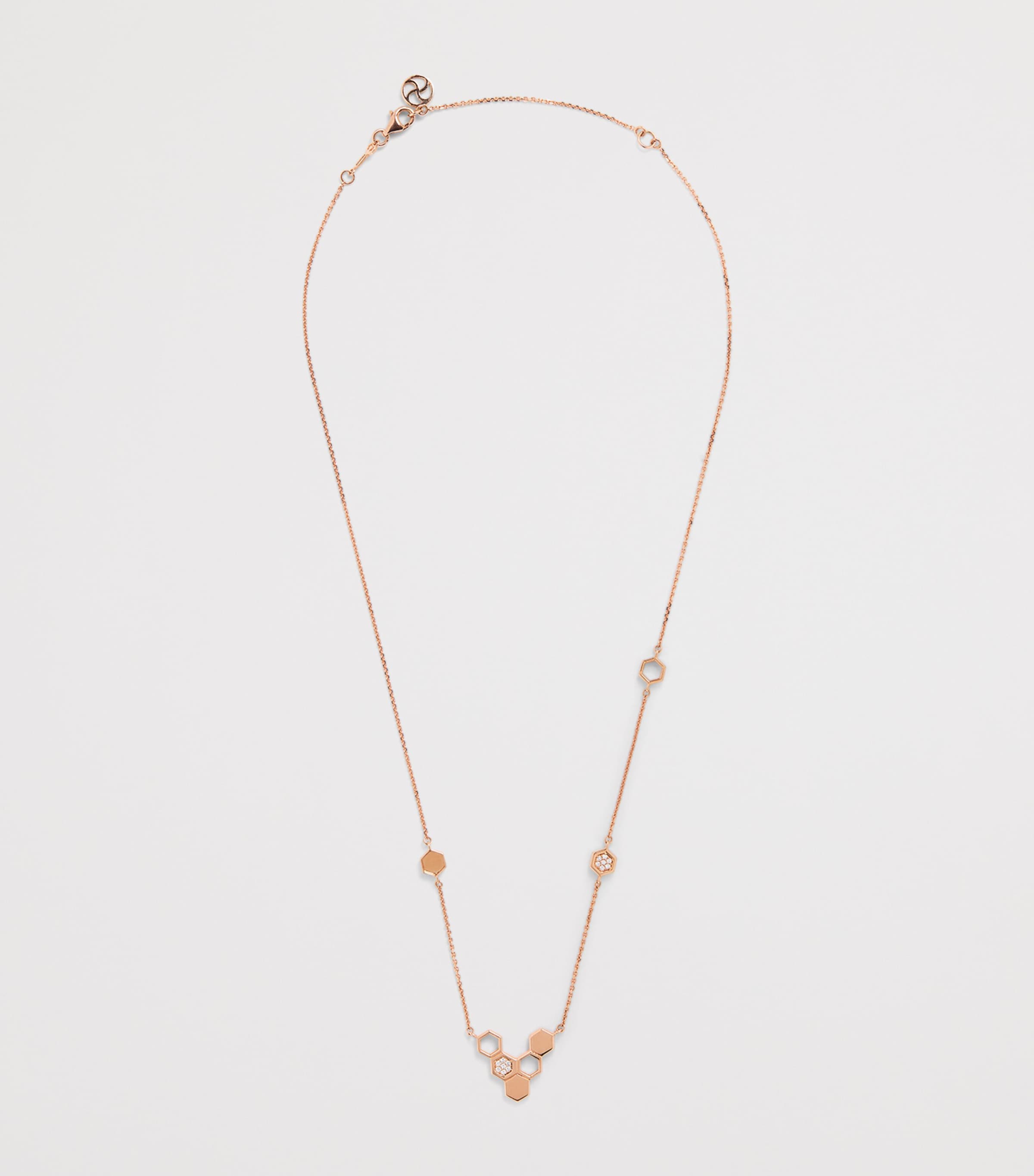 Rose Gold and Diamond Honeycomb Necklace ROSE GOLD Image 3