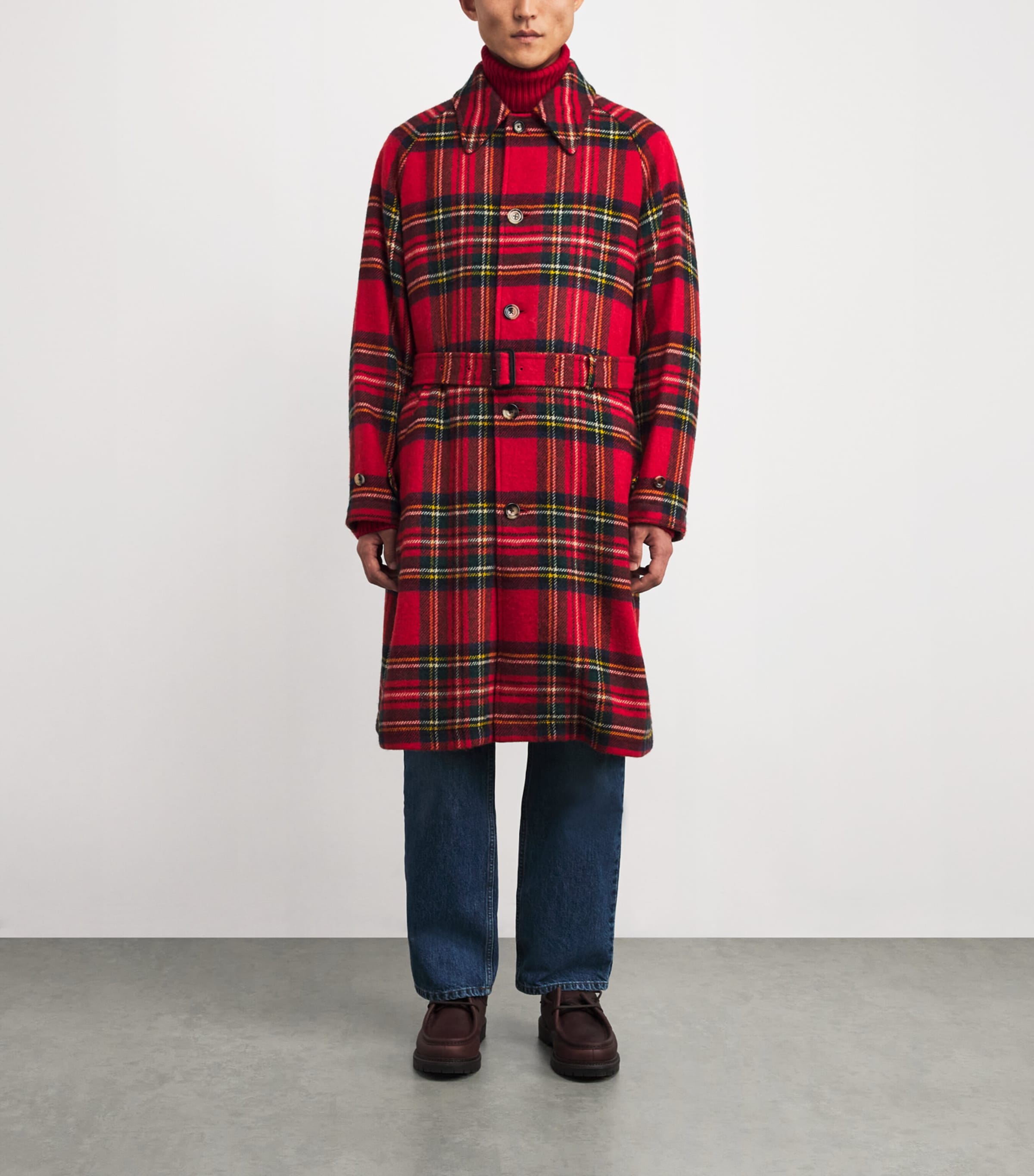 H BEAUTY u0026 YOUTH／Balmacaan Coat Polo Ralph Lauren Red Wool Tweed Plaid Balmacaan Coat | Harrods UK