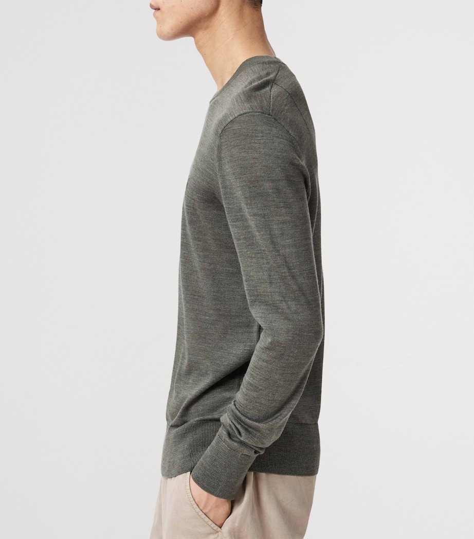 AllSaints Mens Merino Wool Slim Mode Sweater Maple Green Image 5