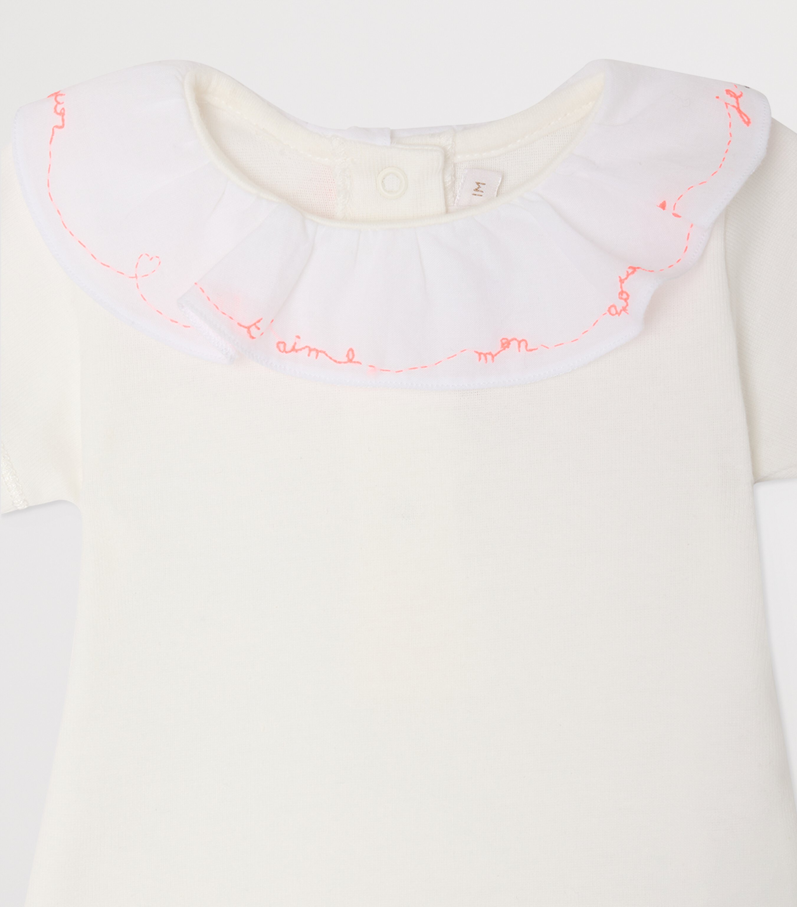 Bonpoint Organic Cotton June Bodysuit (1-18 Months) Blanc Lait Image 3