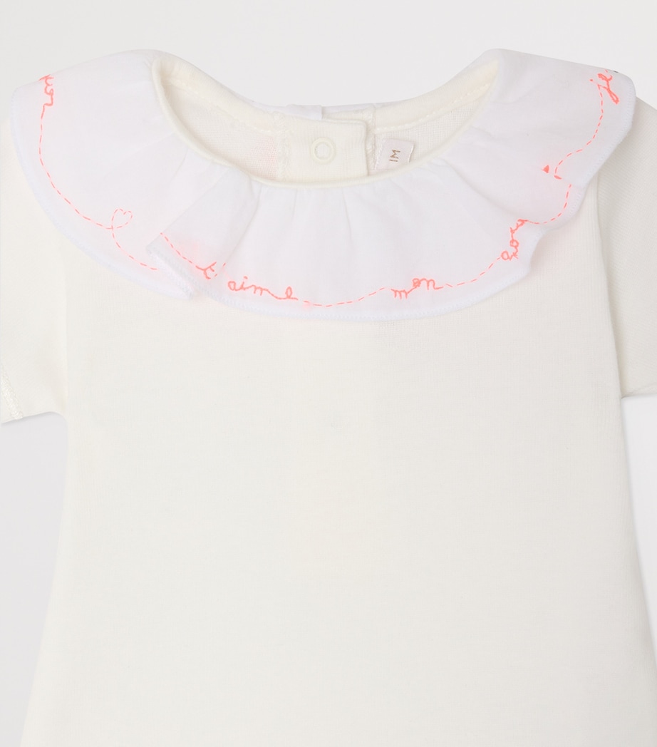 Bonpoint Organic Cotton June Bodysuit (1-18 Months) Blanc Lait Image 3