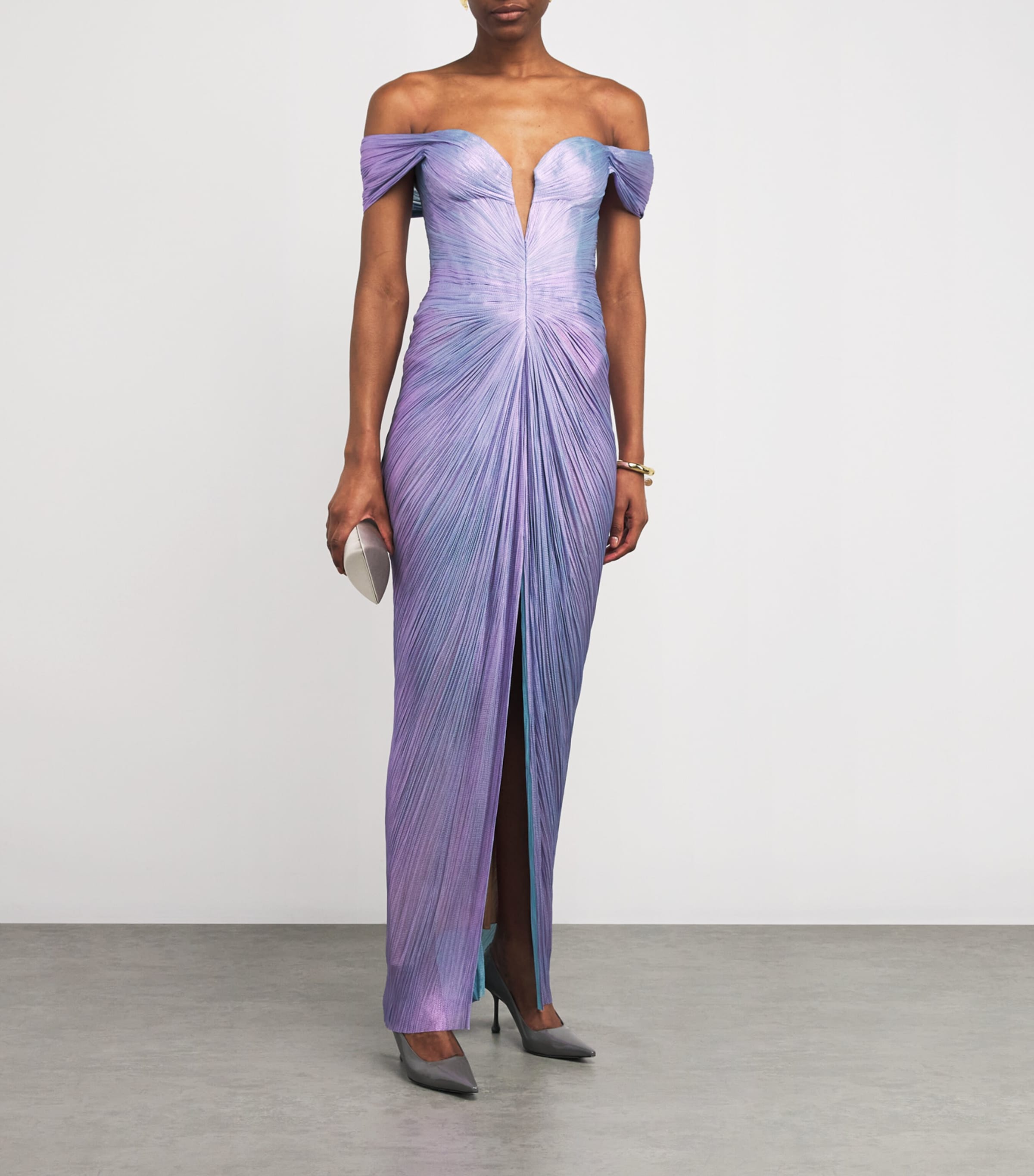 Maria Lucia Hohan Blue Silk Off-The-Shoulder Diella Gown | Harrods US