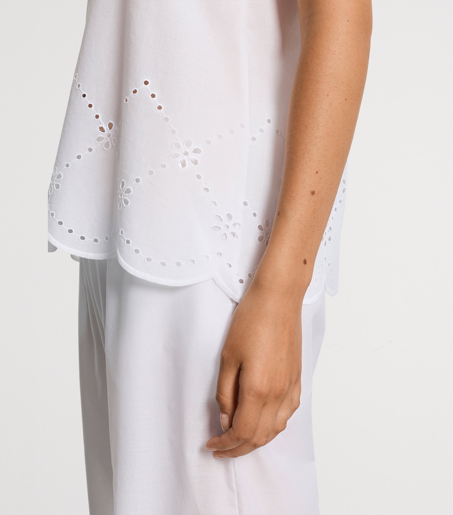 Hanro Womens Cotton Broderie Anglaise Tank Top White Image 6