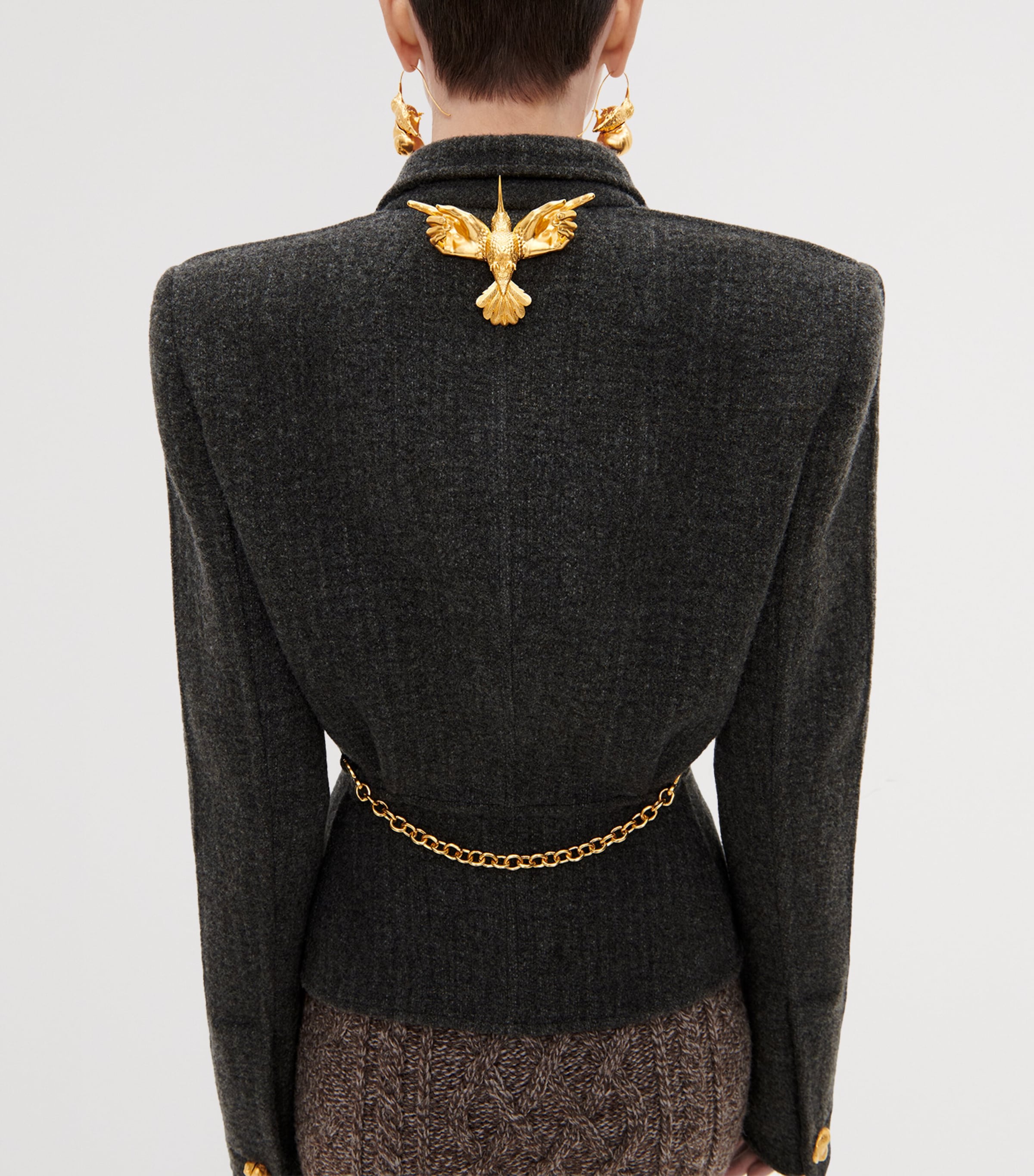 Schiaparelli Womens Wool-Blend Elsa Jacket Dark Grey Image 3