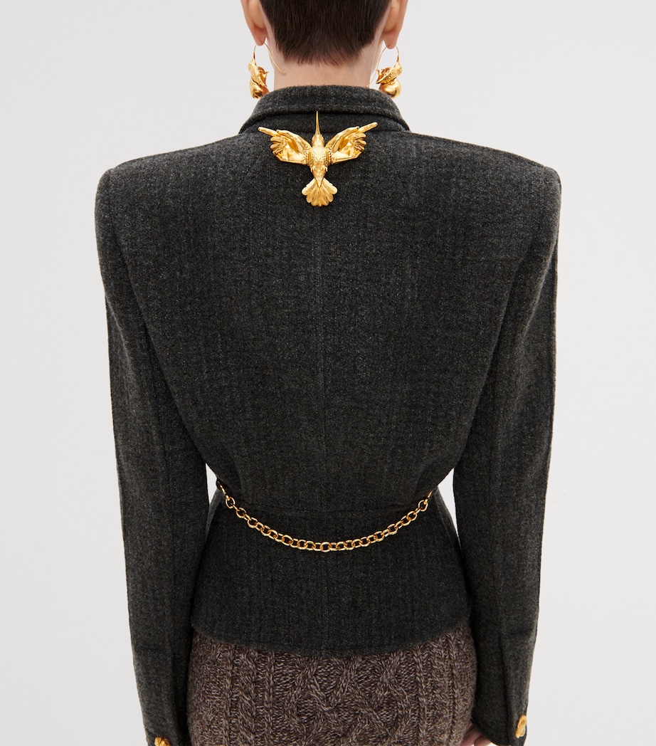 Schiaparelli Womens Wool-Blend Elsa Jacket Dark Grey Image 3