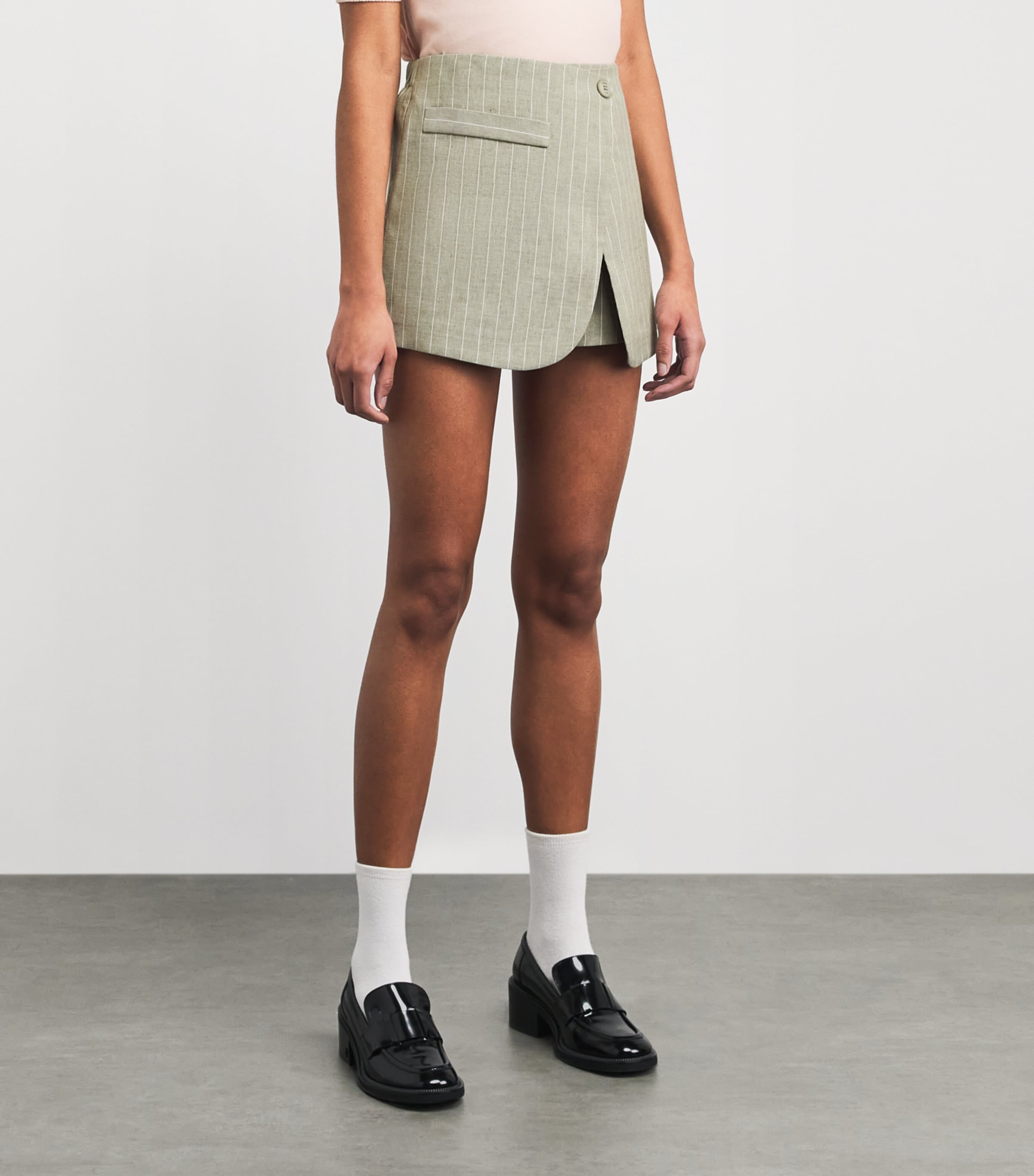 Maje Linen-Cotton Blend Stripe Skort — photo 4