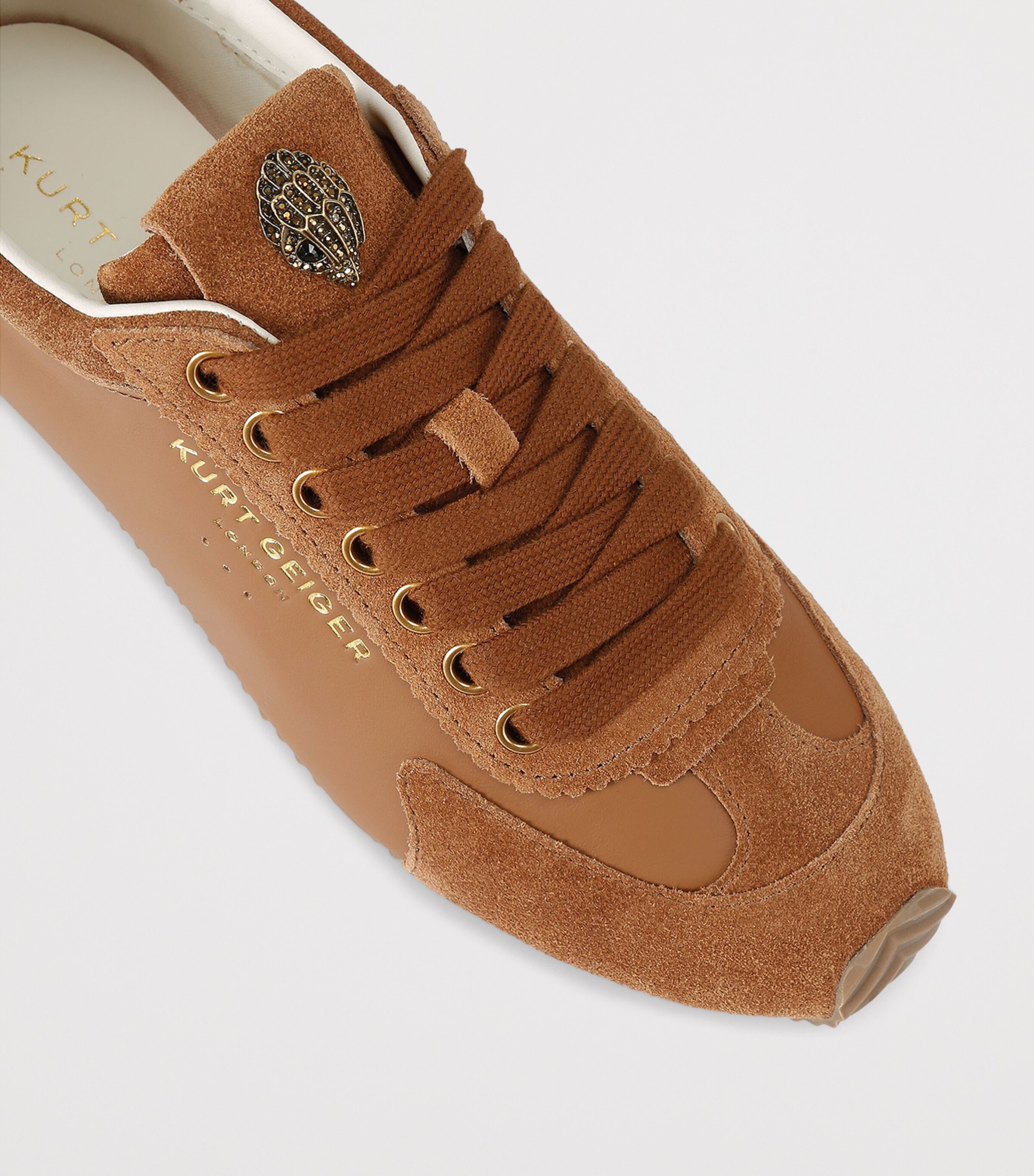 Kurt Geiger London Suede Embellished Islington Sneakers Tan Comb Image 3
