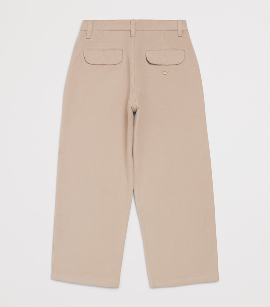 Emporio Armani Kids Stretch-Cotton Logo Embroidered Trousers (4-16 Years) Etherea Image 2