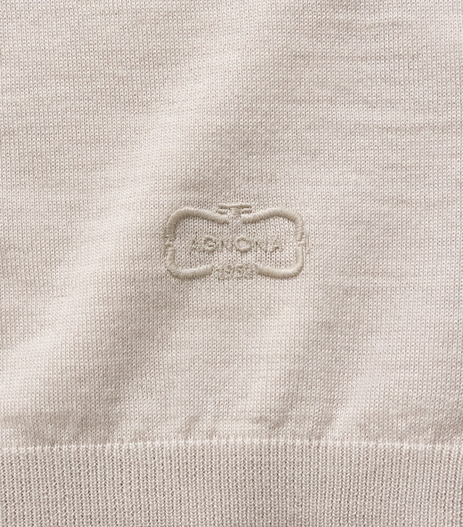 Agnona Womens Wool-Silk-Cashmere Scoop-Neck Sweater Beige Greige Image 6
