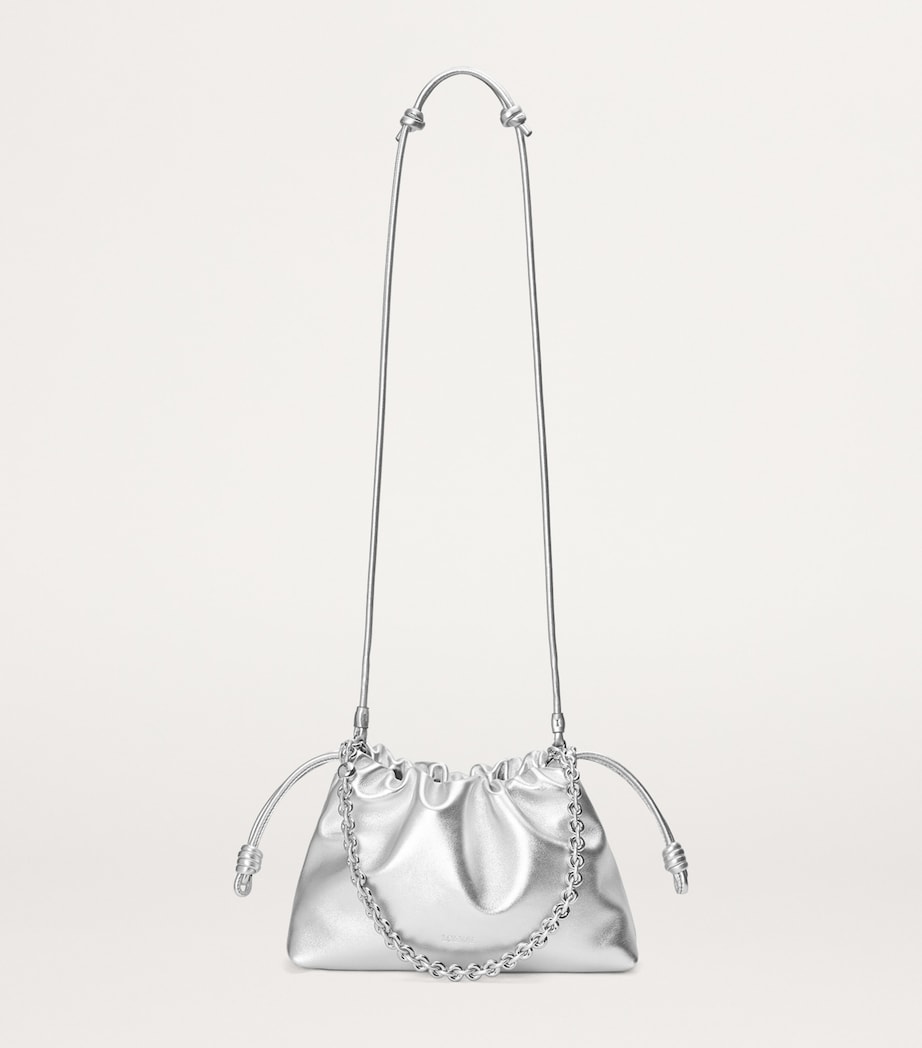 Medium Metallic Leather Flamenco Purse SILVER Image 7