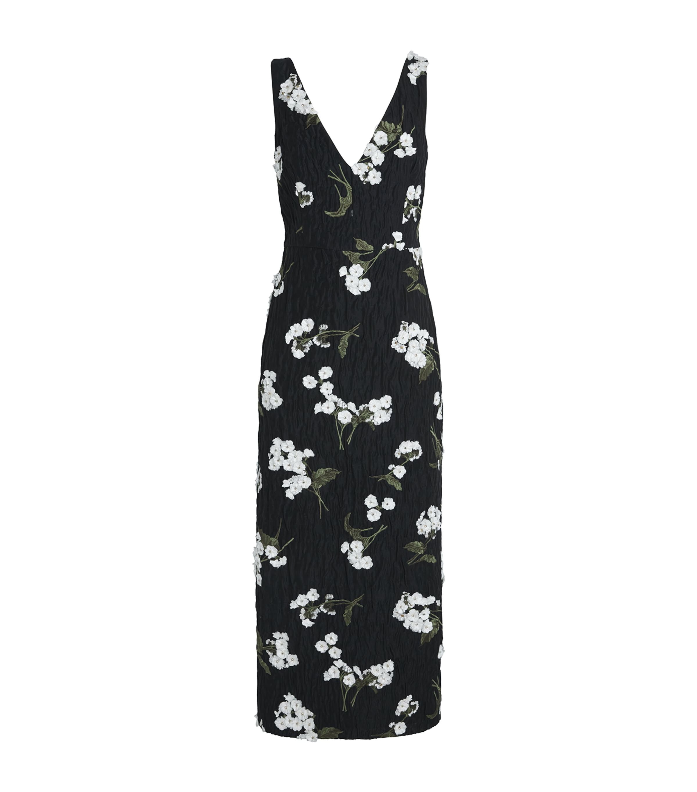 Shop Erdem Virgin Wool-blend Embroidered Cocktail Dress In Black