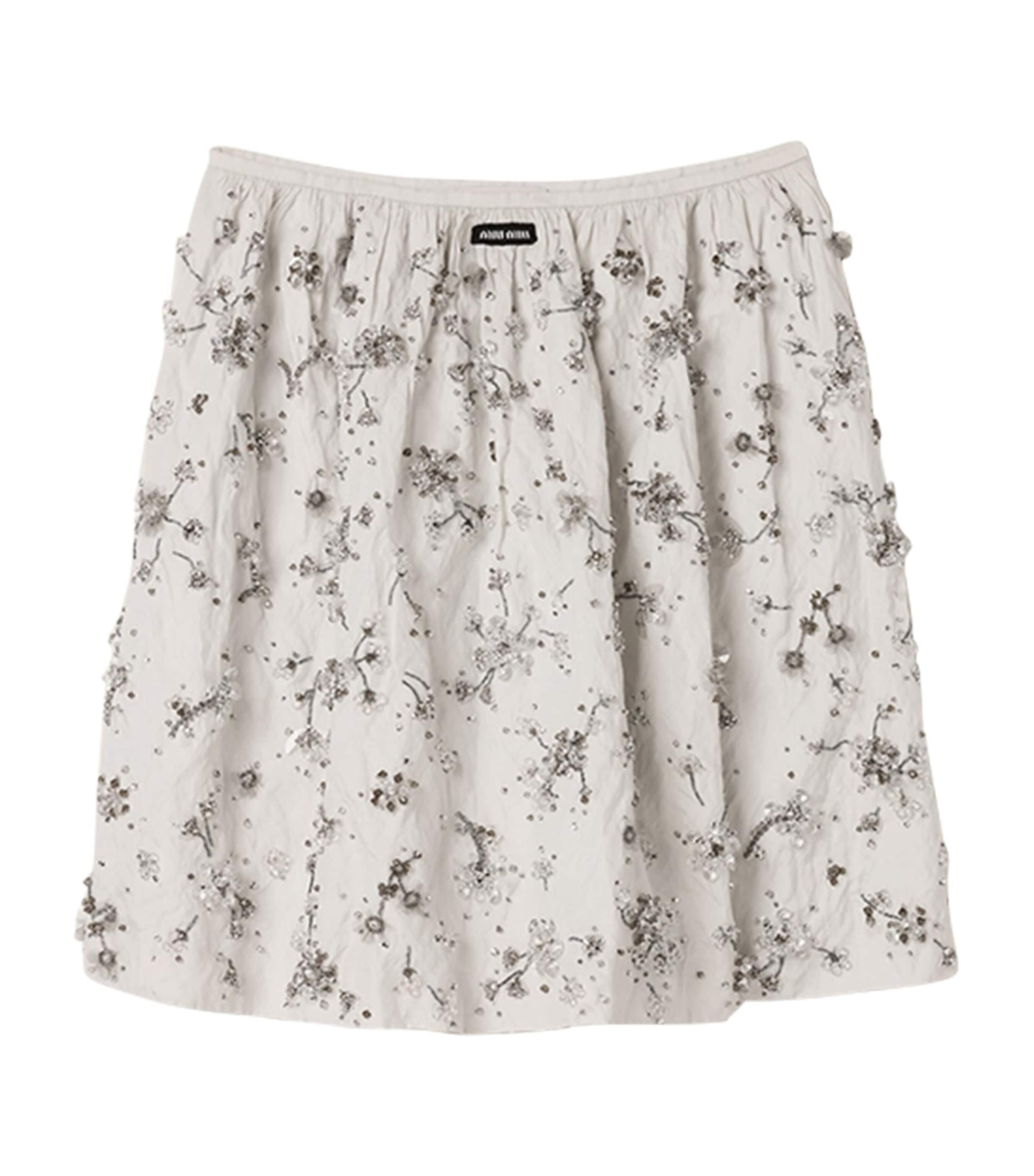 Miu Miu Womens Embroidered Duchesse Mini Skirt Image 1