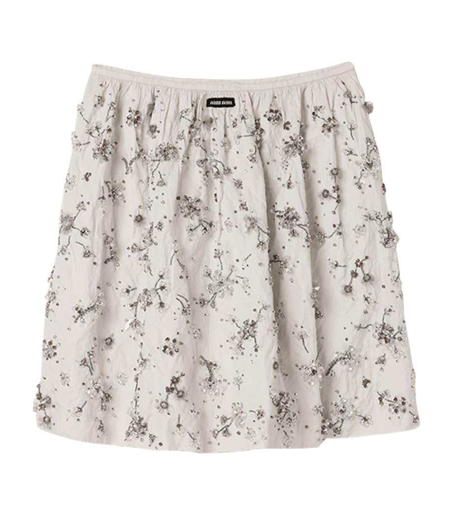 Miu Miu Womens Embroidered Duchesse Mini Skirt Image 1