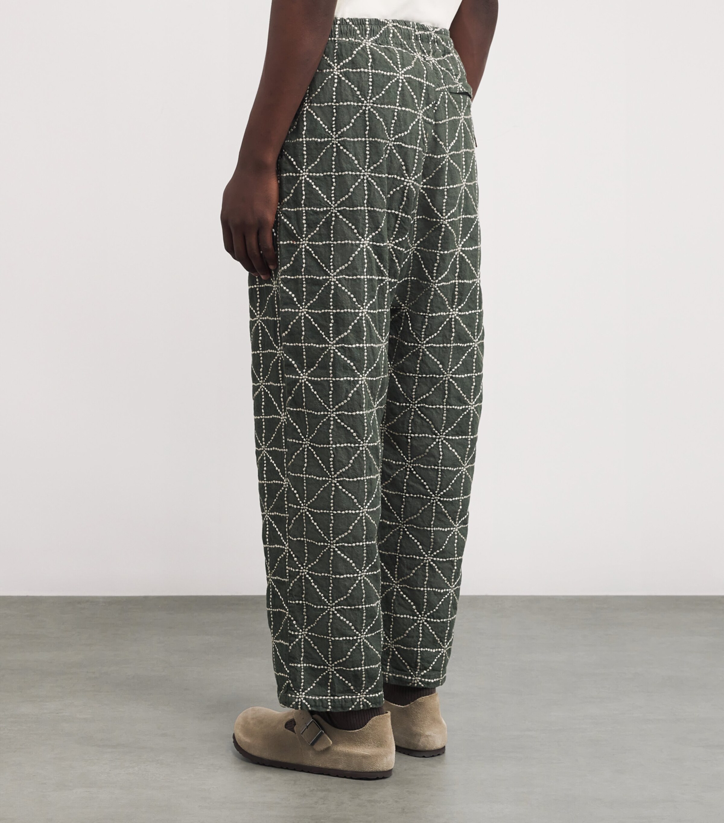 Embroidered Folk Dojo Straight Trousers GREEN Image 4