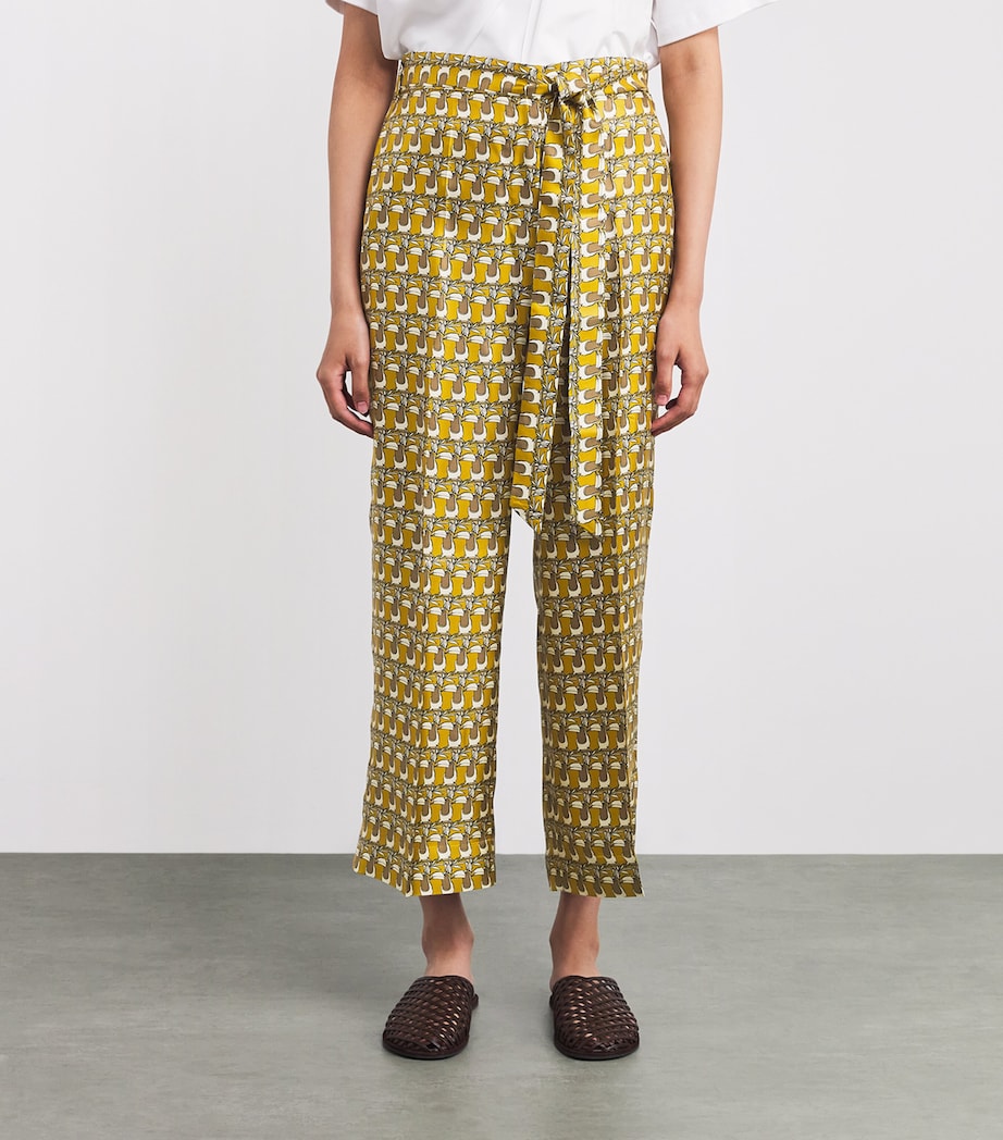Silk Printed Trousers MUSTARD Image 3