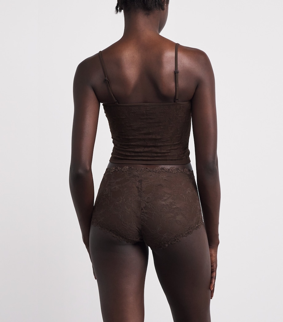 Stretch Lace Boy Short Briefs ESPRESSO Image 3