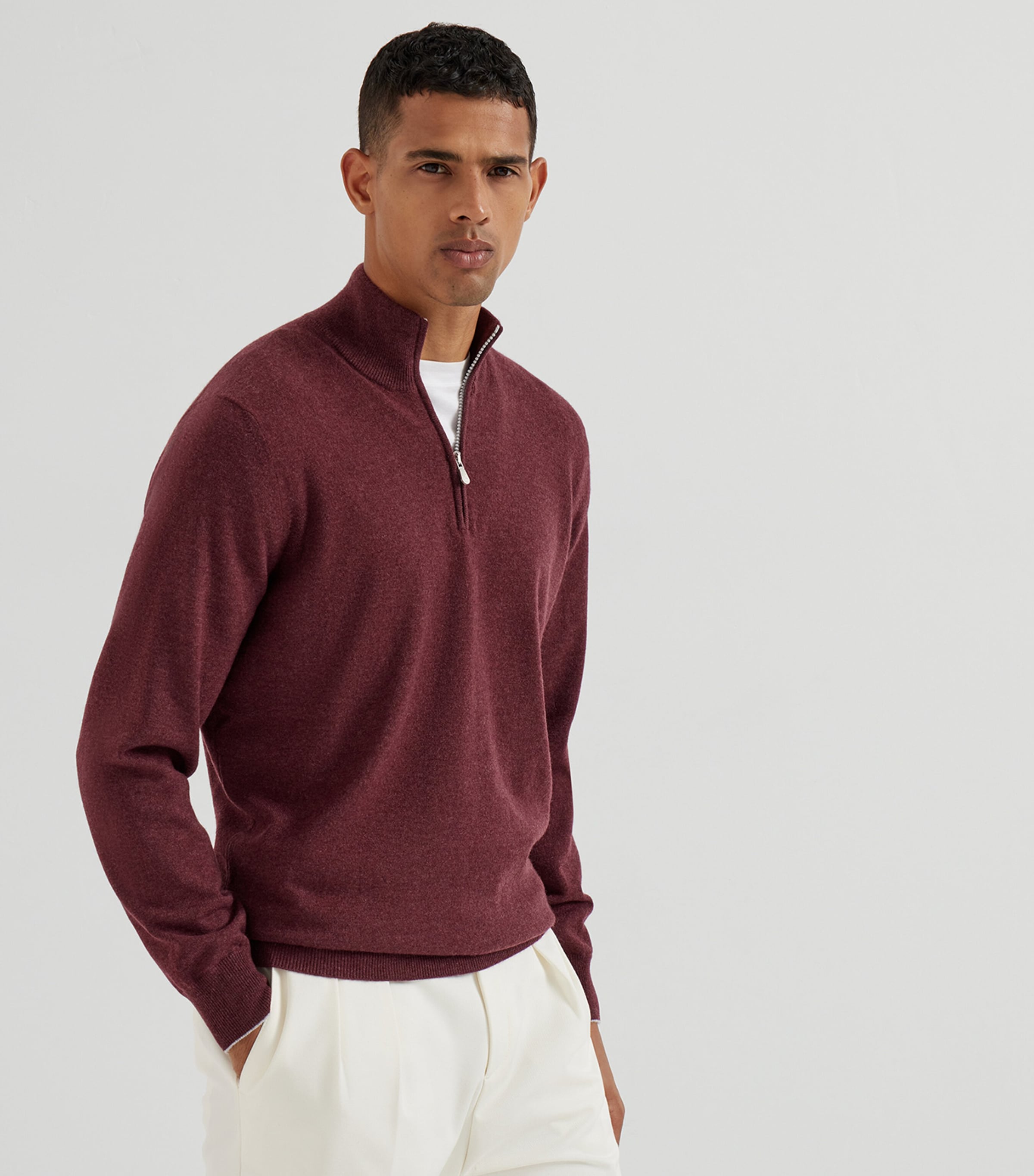 Cashmere Quarter-Zip Sweater CEG54 Image 2