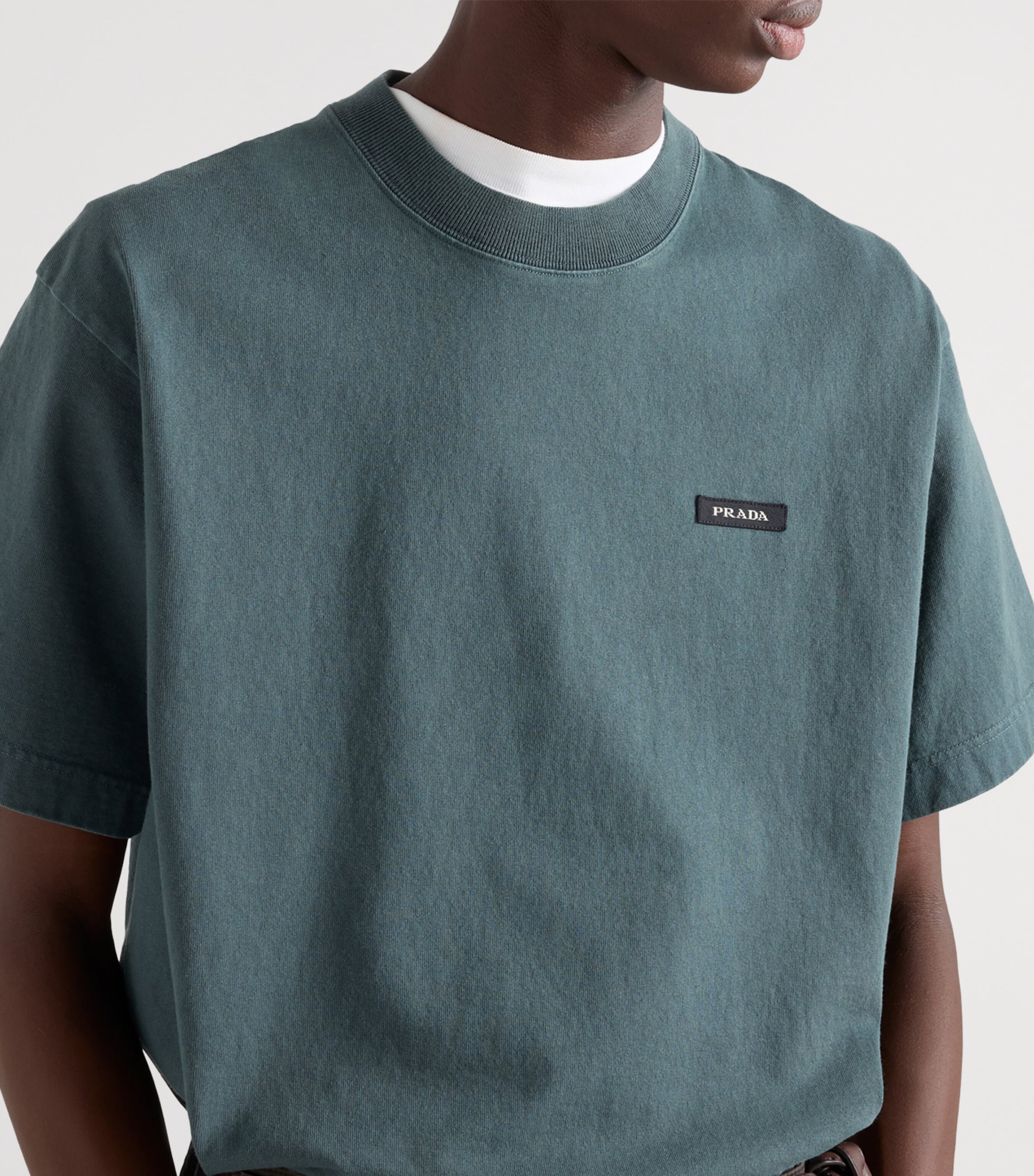 Prada Mens Logo T-Shirt Green Image 3