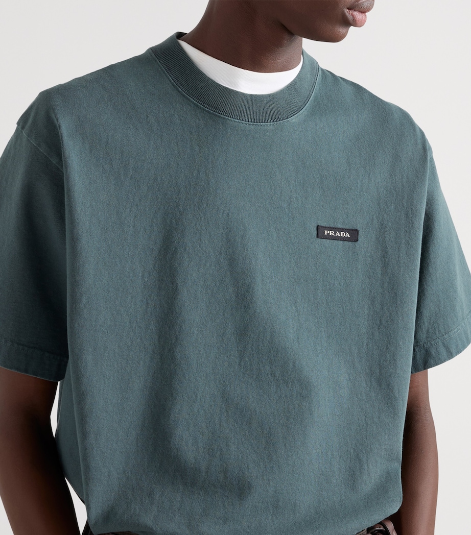 Prada Mens Logo T-Shirt Green Image 3