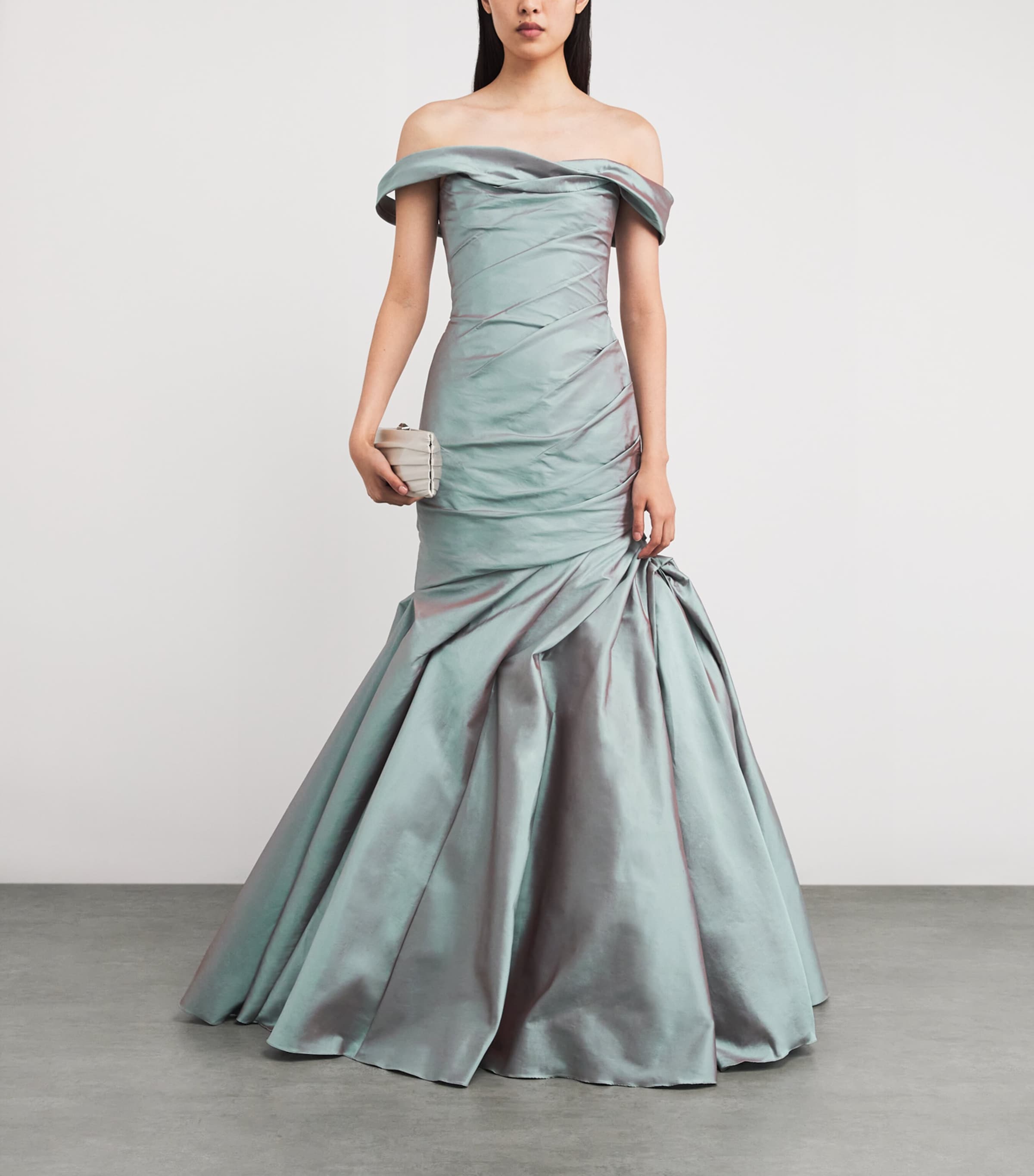 Taffeta Asymmetric Loudres Gown T1094 3D BLUE Image 2