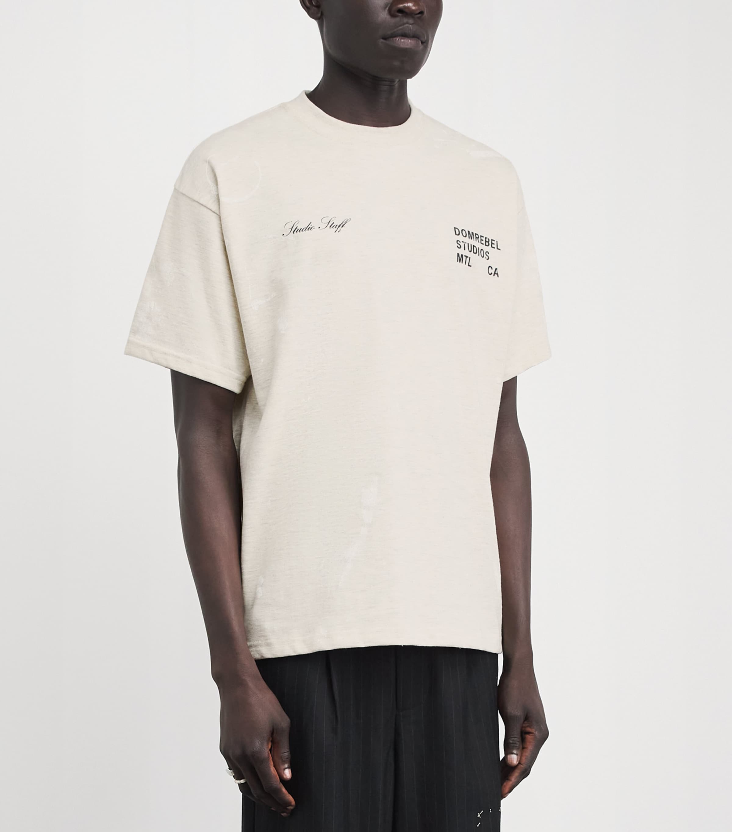 DOMREBEL Mens Cotton Staff T-Shirt Greige Image 4