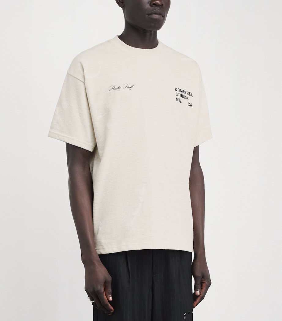 DOMREBEL Mens Cotton Staff T-Shirt Greige Image 4