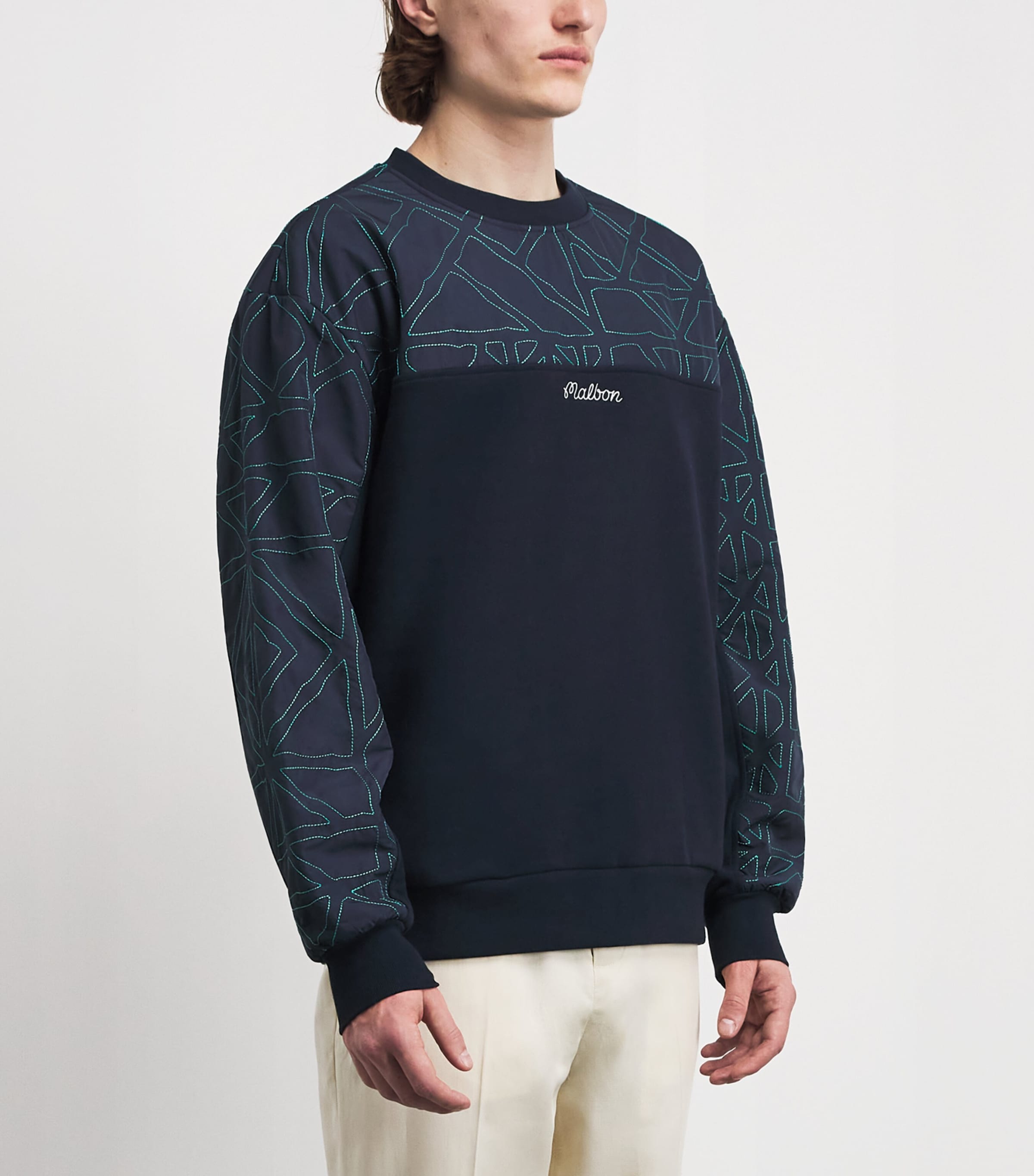 Malbon Golf Mens Tierra Crew-Neck Sweatshirt Midnight Image 4