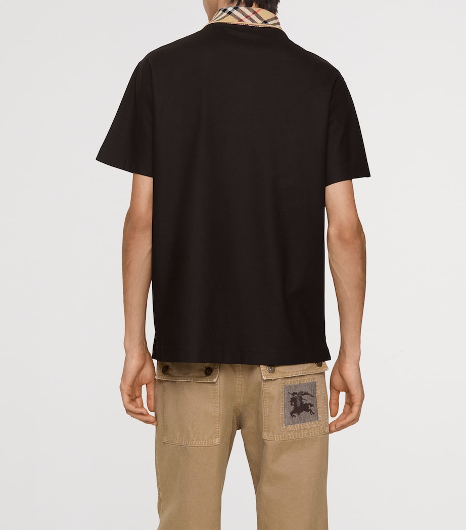 Cotton Check-Collar Polo Shirt CLOVE BROWN Image 3