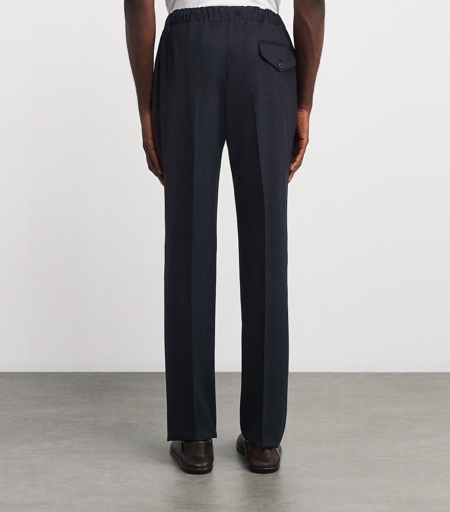 Virgin Wool Drawstring Trousers 001/16 NAVY 7WA379 Image 4