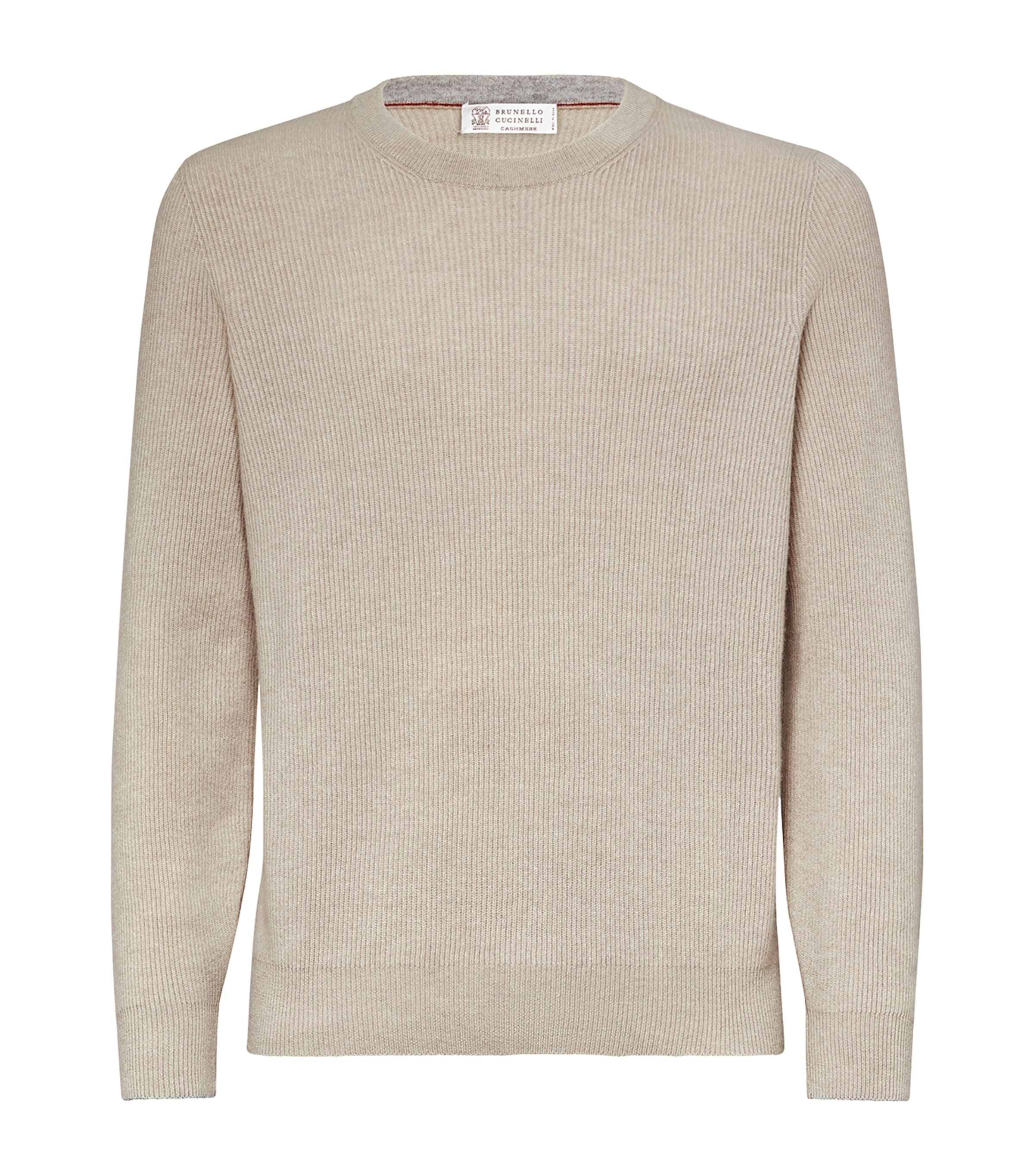 Brunello Cucinelli Cashmere Ribbed Sweater In Neutral