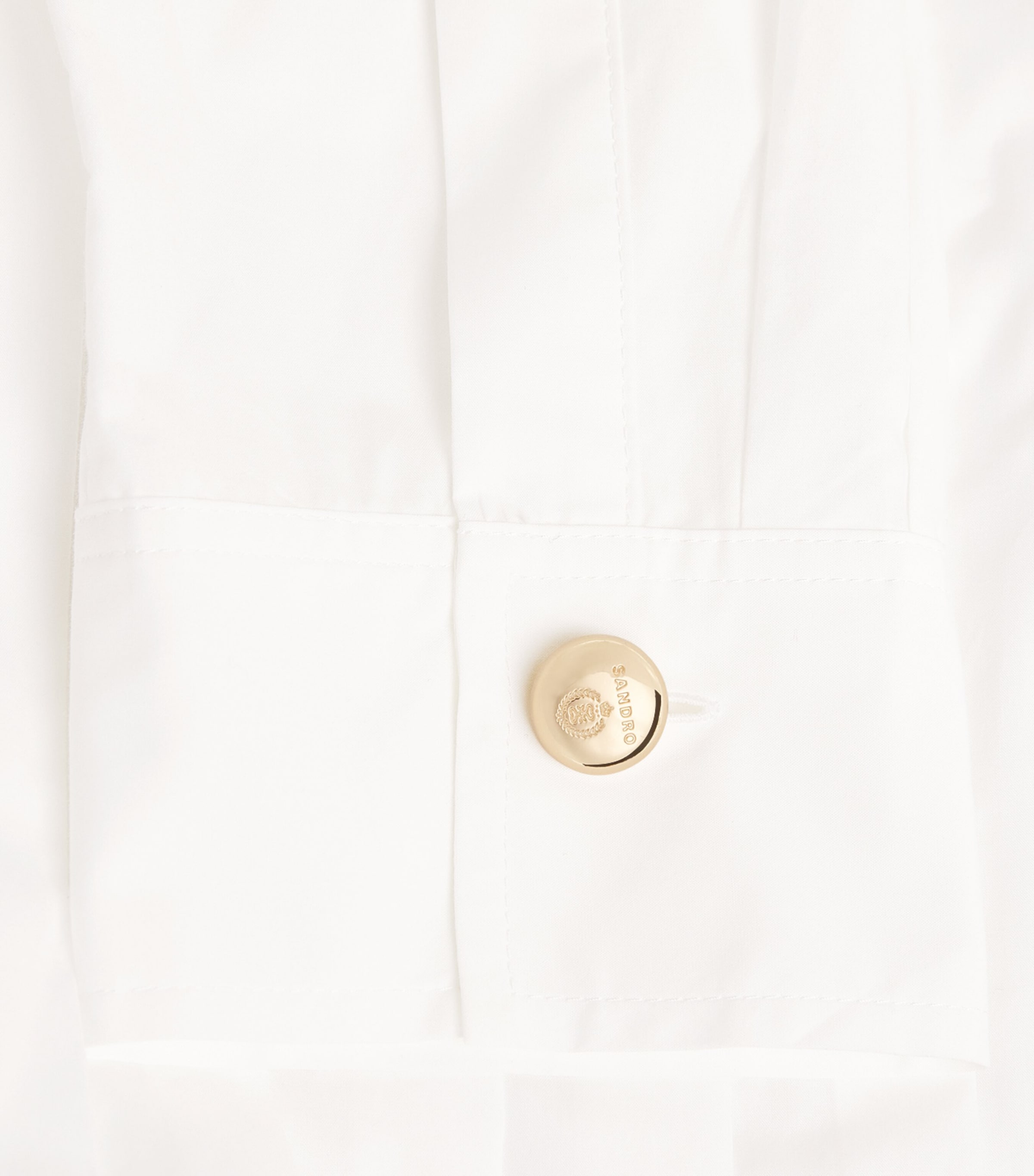 Sandro Paris Womens Cotton Pleated Shirt White Image 5