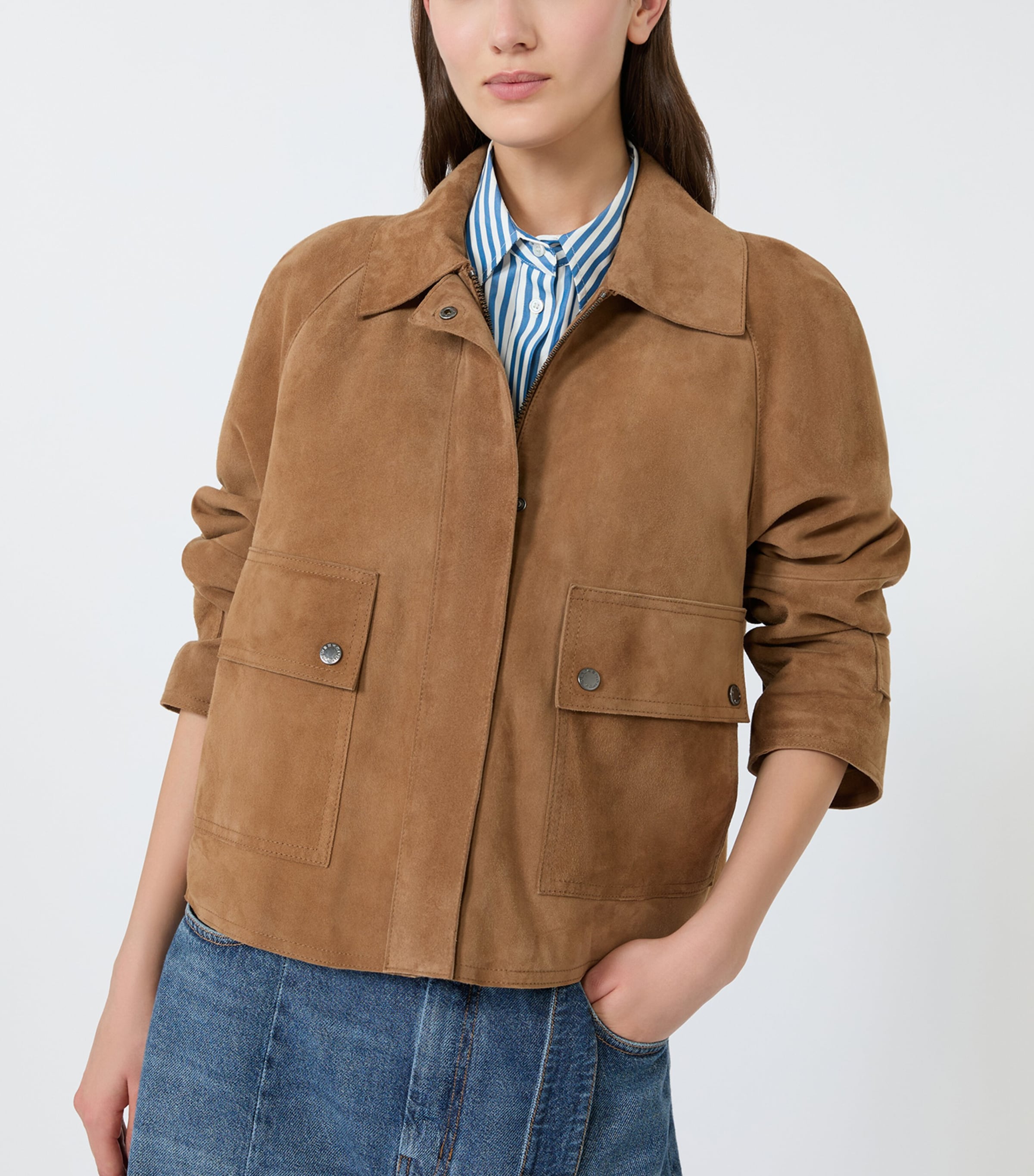 Weekend Max Mara Womens Suede Jacket Hazelnut Brown Image 5