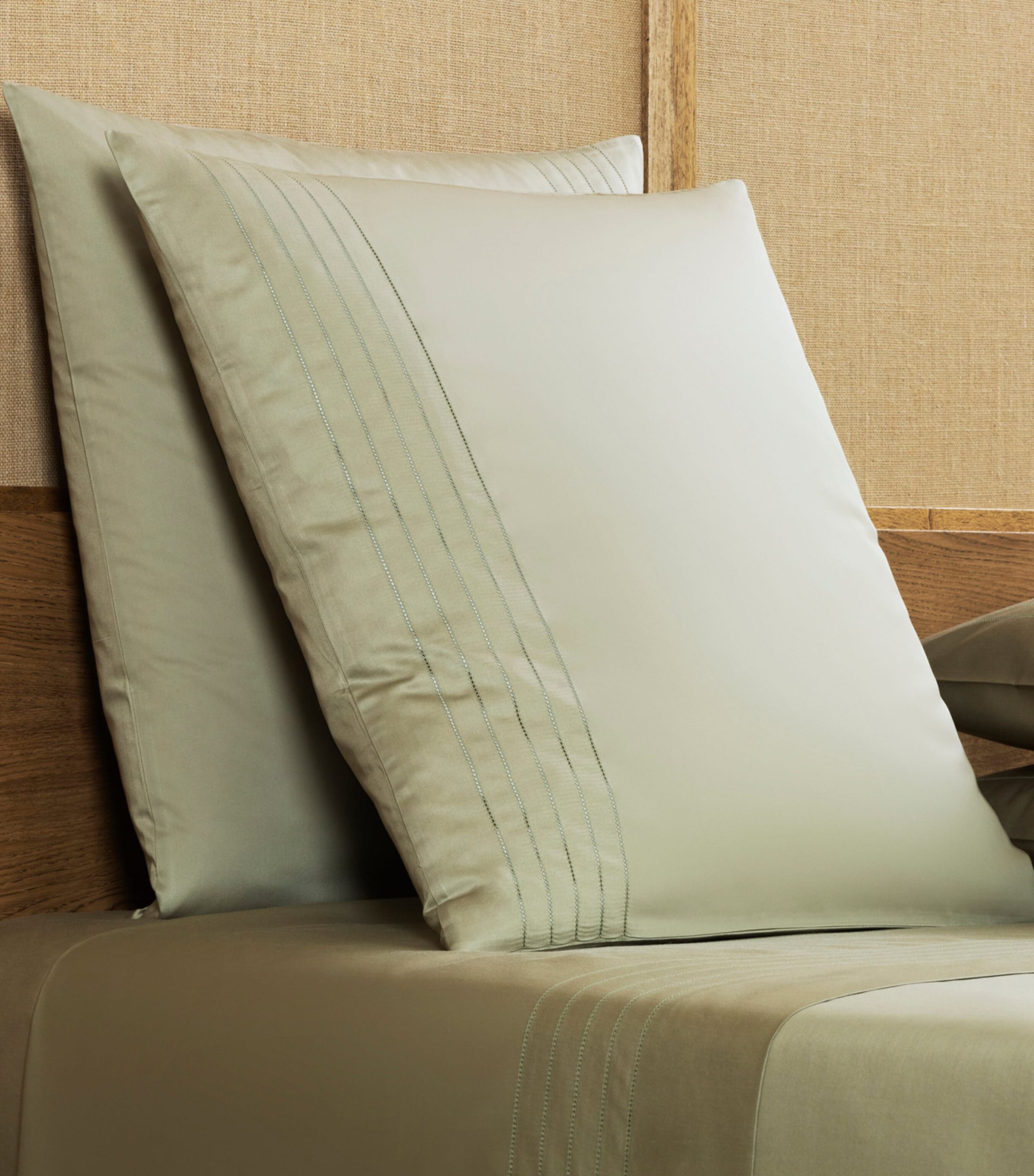 Cotton Lush Ajour Square Pillowcase Set (65cm x 65cm) 6419 - TRANQUIL GREE Image 2