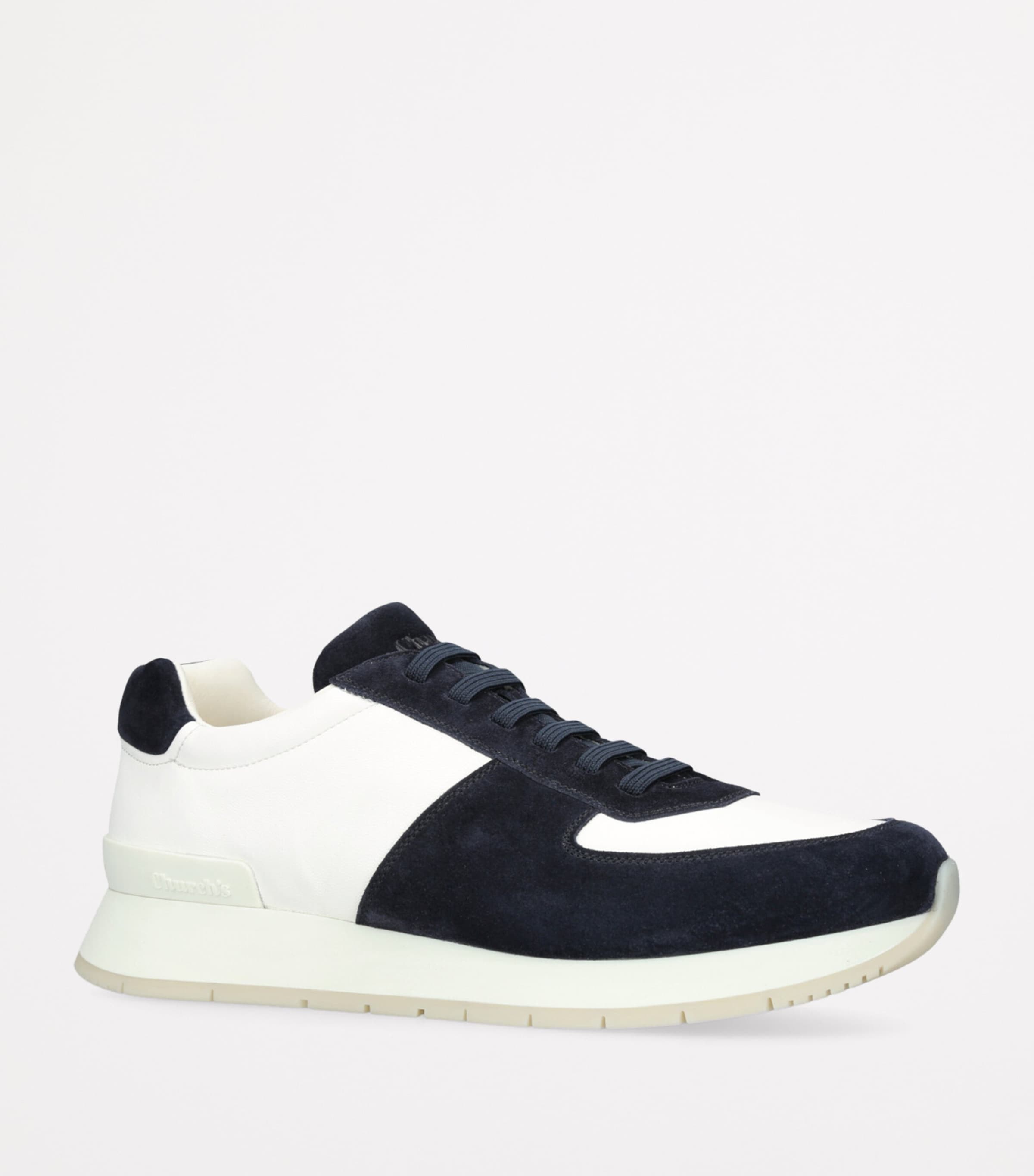 Leather and Suede Livingston Sneakers WHITE/NAVY Image 3