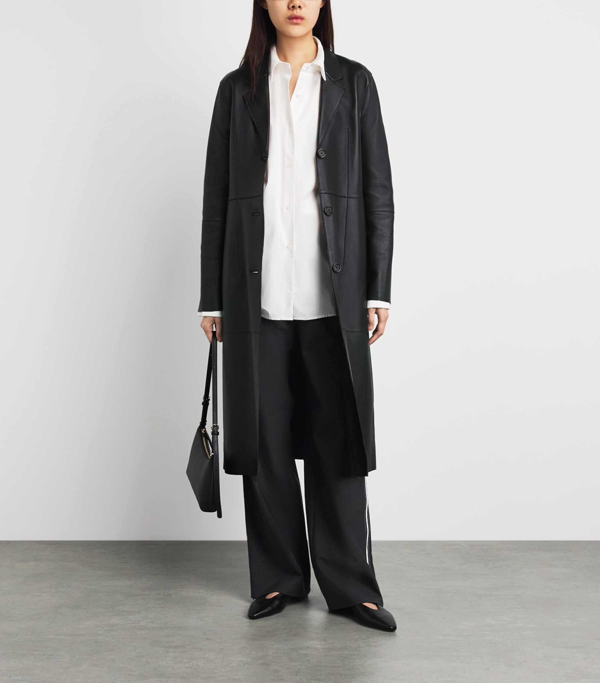 Herskind Womens Pinstripe Davi Wide-Leg Trousers Grey Pinstripe Image 2