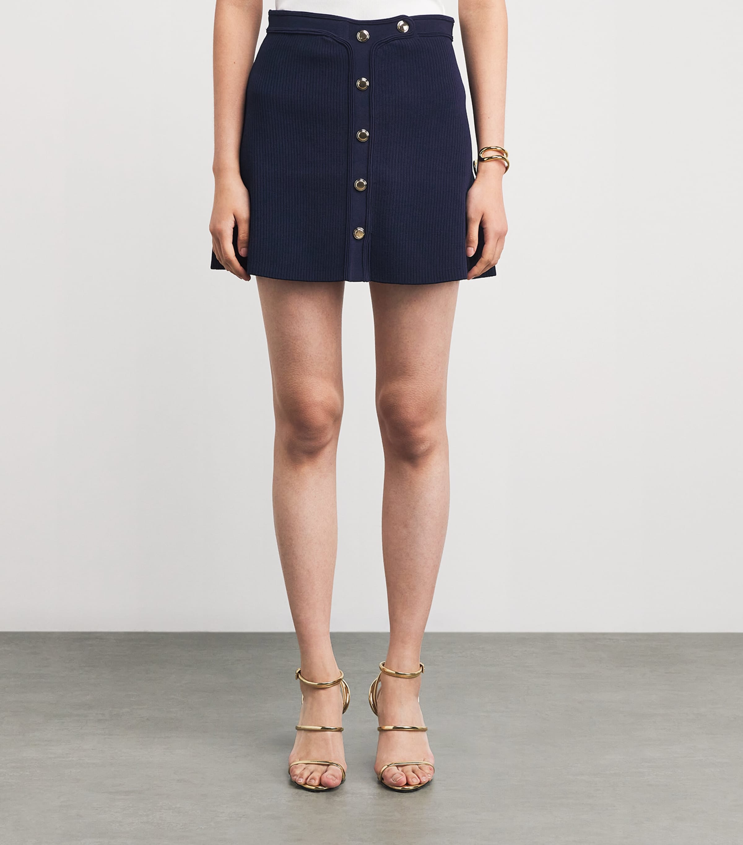 Rib-Knit Mini Skirt NAVY BLUE Image 3