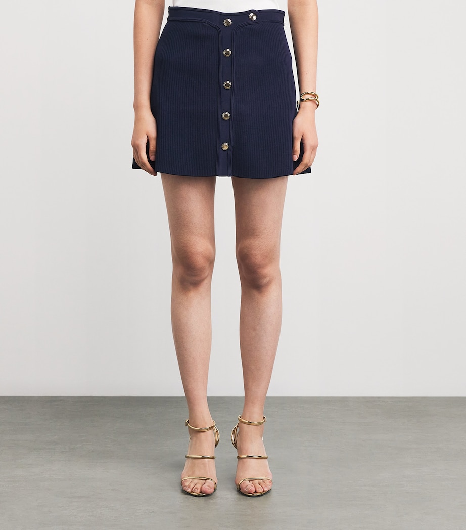 Rib-Knit Mini Skirt NAVY BLUE Image 3