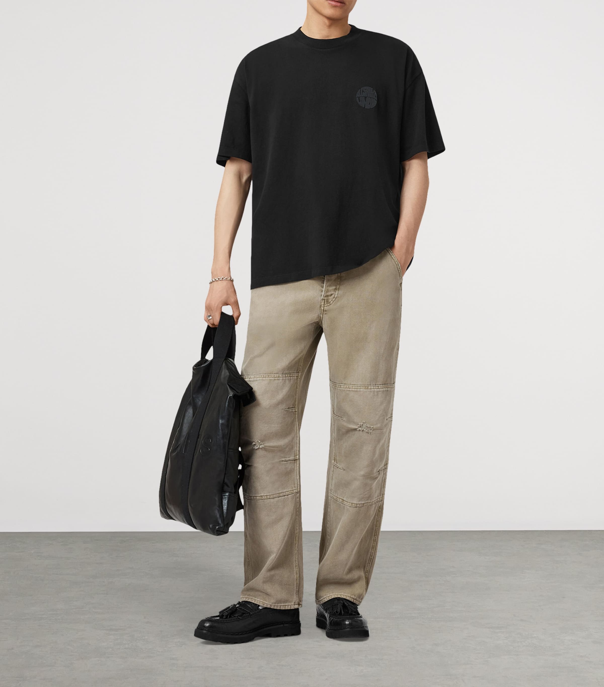 Organic Cotton Waved T-Shirt JET BLACK Image 6