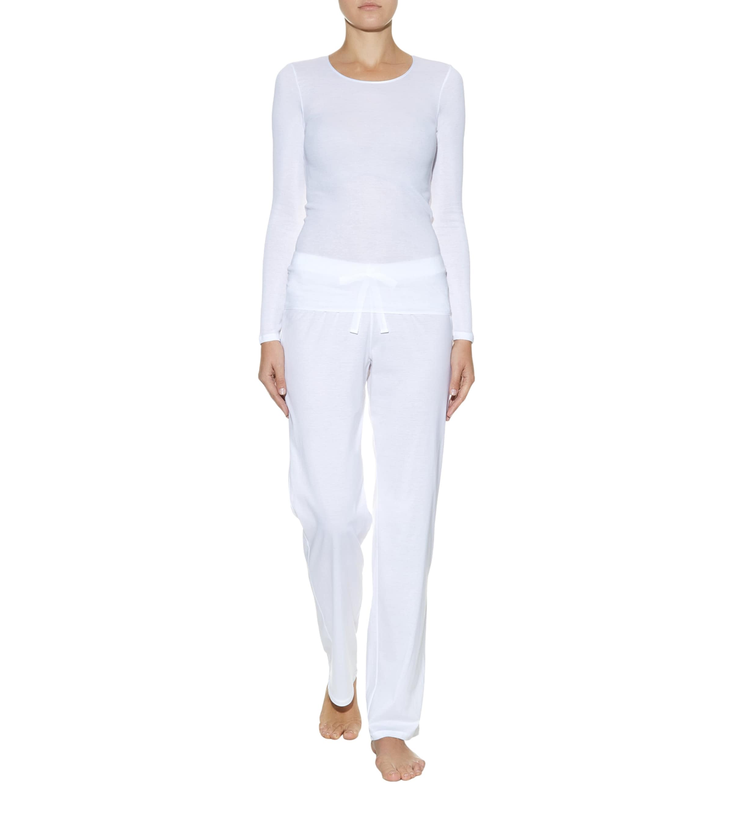 Cotton Seamless Long-Sleeved Top WHITE Image 2