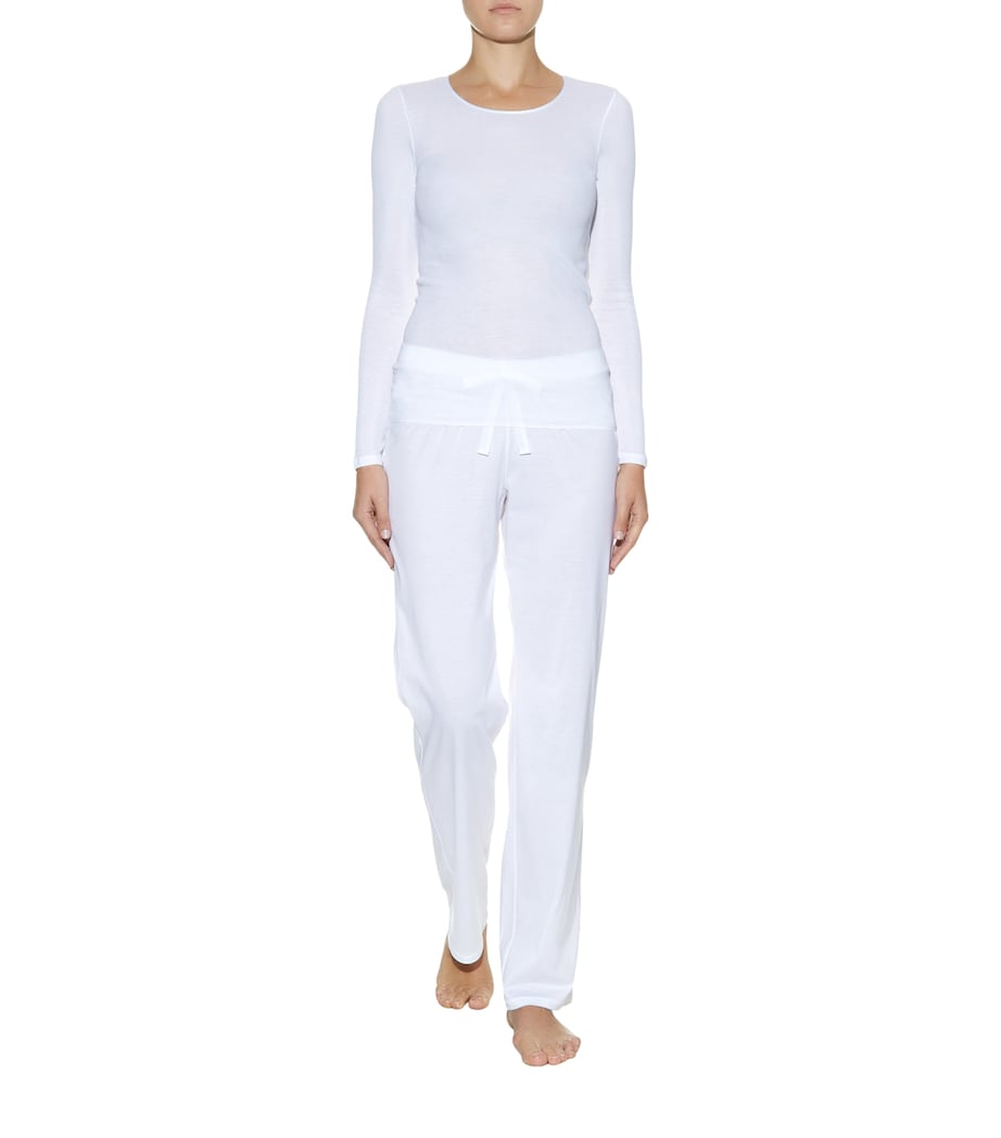 Cotton Seamless Long-Sleeved Top WHITE Image 2