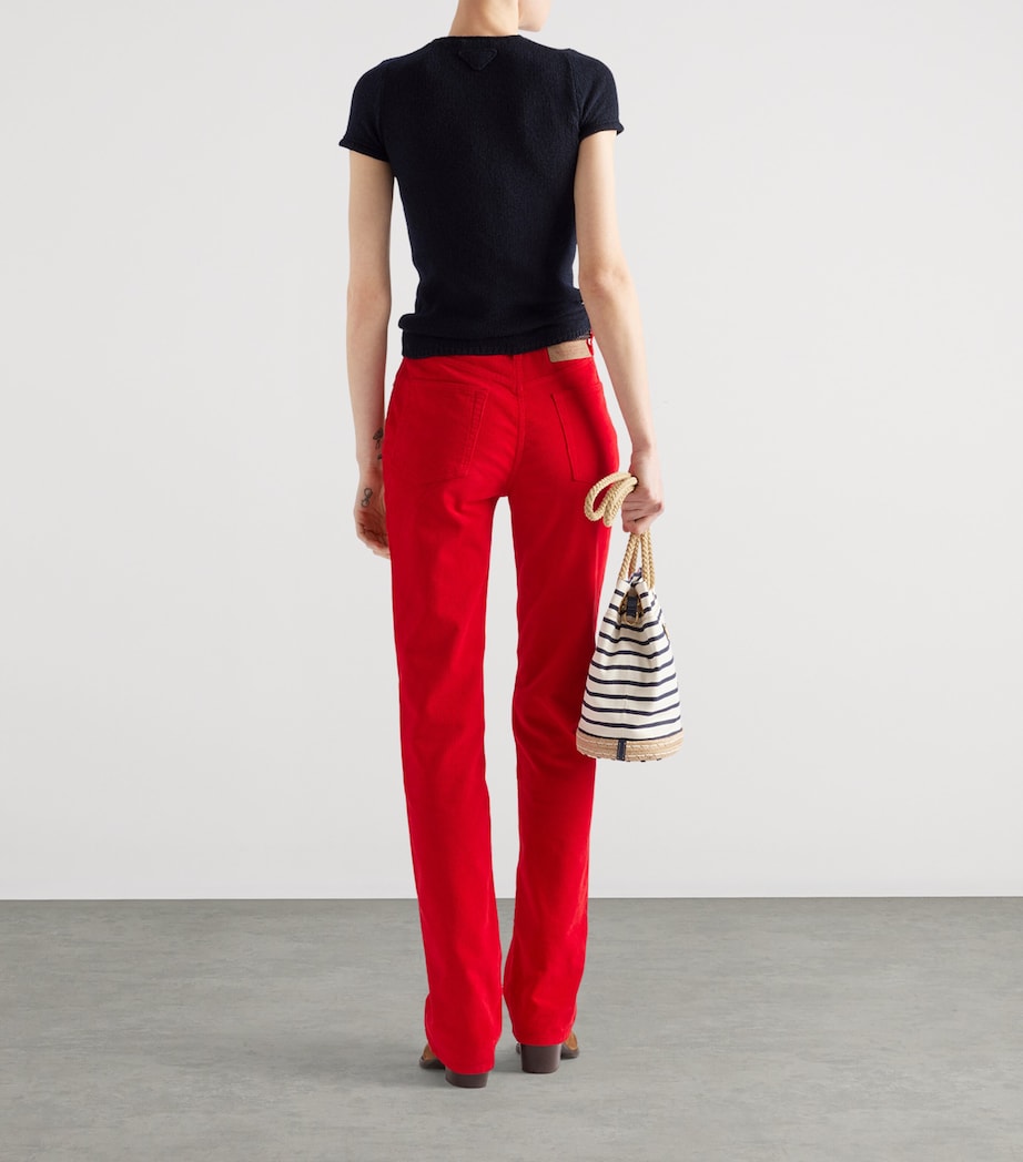 Corduroy Straight Trousers F01BW Image 4