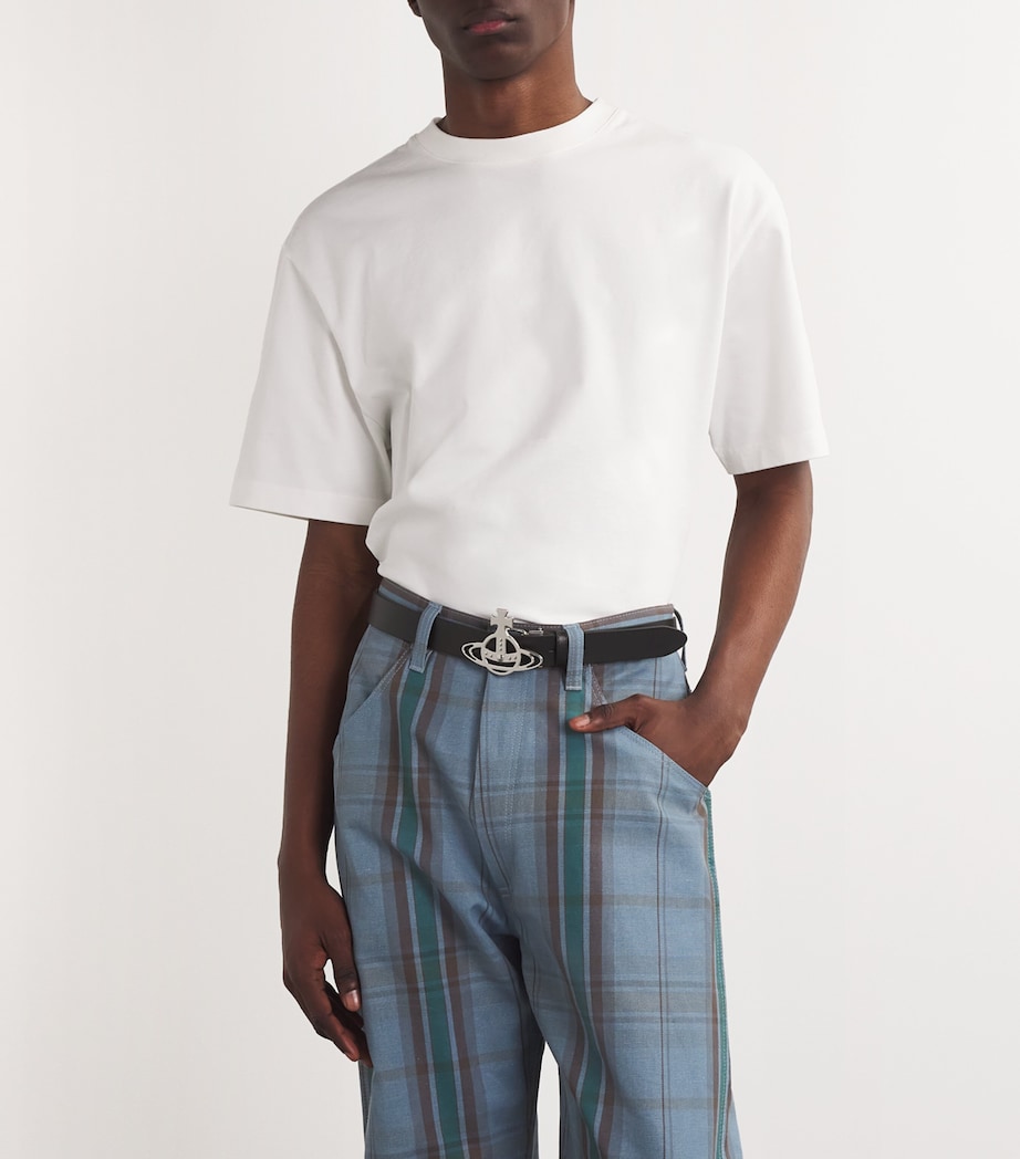 Leather Line Orb Buckle Belt N401 BLACK Image 2