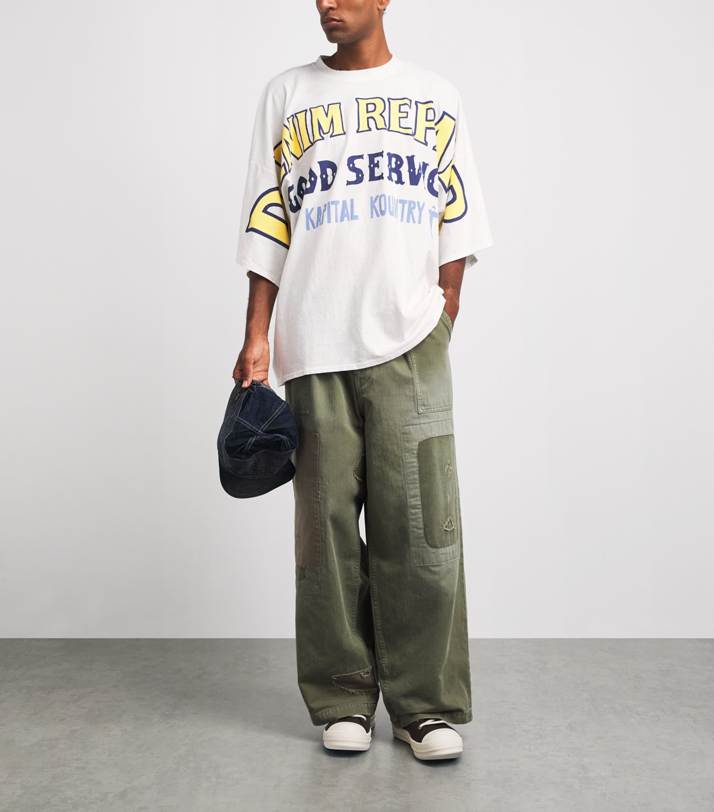 Kapital Mens Oversized Printed T-Shirt White Image 2
