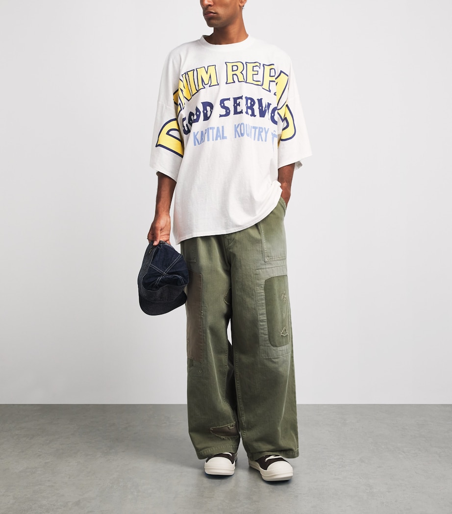 Kapital Mens Oversized Printed T-Shirt White Image 2